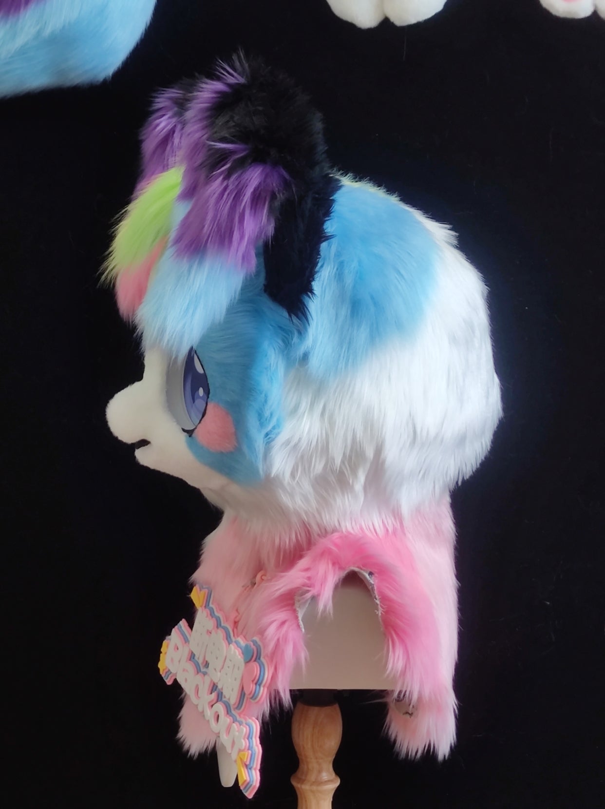 Rainbow Puppy Kemono Head Fursuit (Gift Handpaws+Tail)