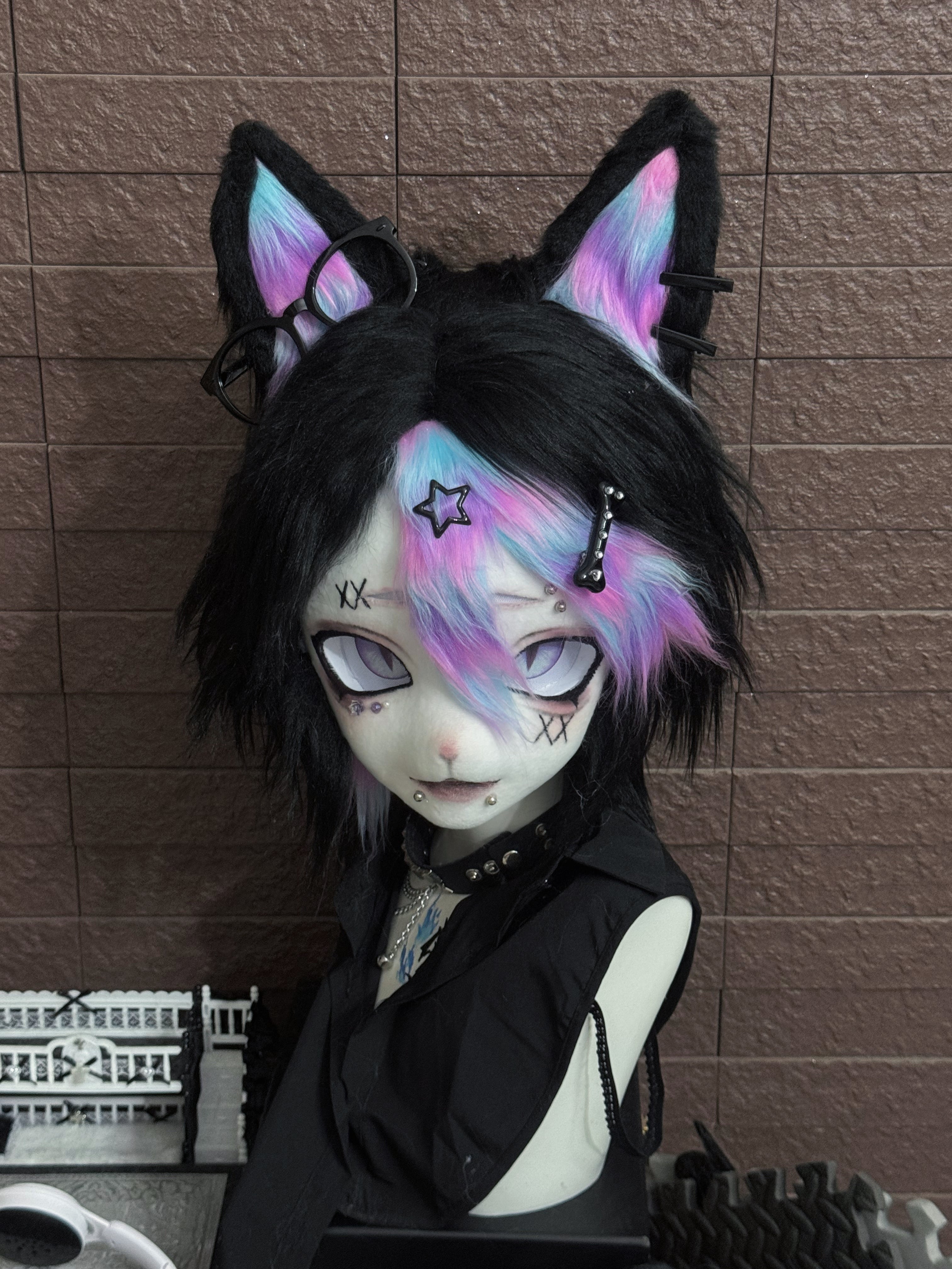 Fluorescence Kitten Kig Head Fursuit