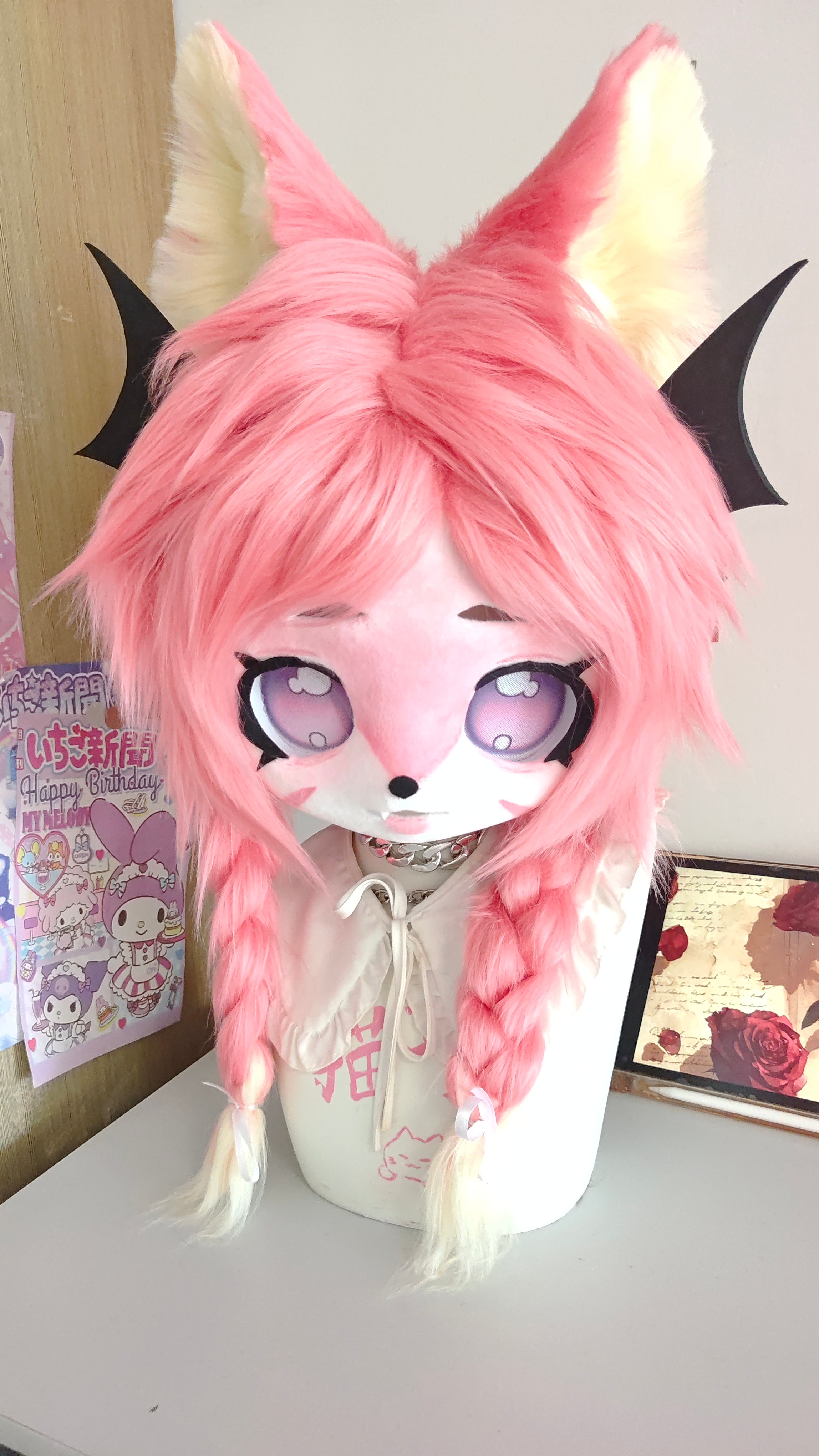 Pink Fox Kig Head Fursuit