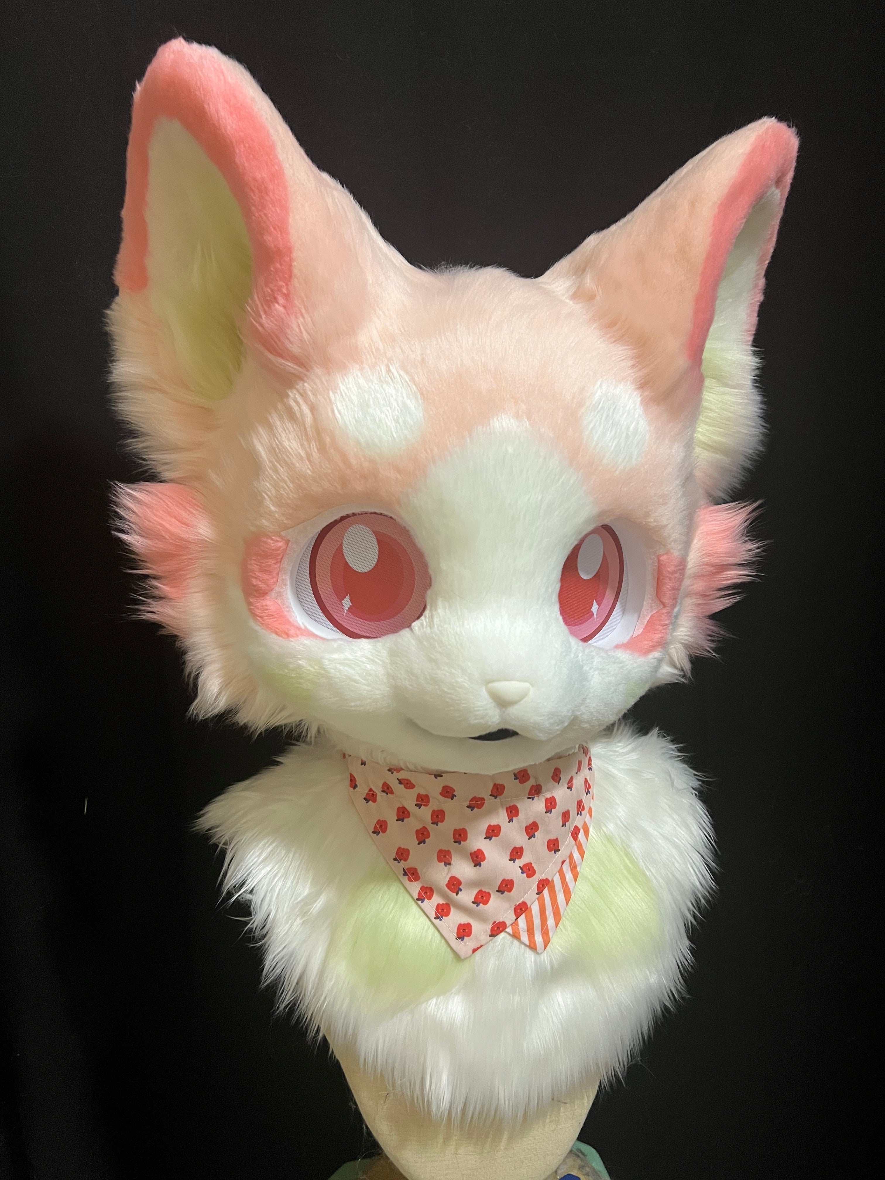 Pink Heart Kitten Kemono Head Fursuit