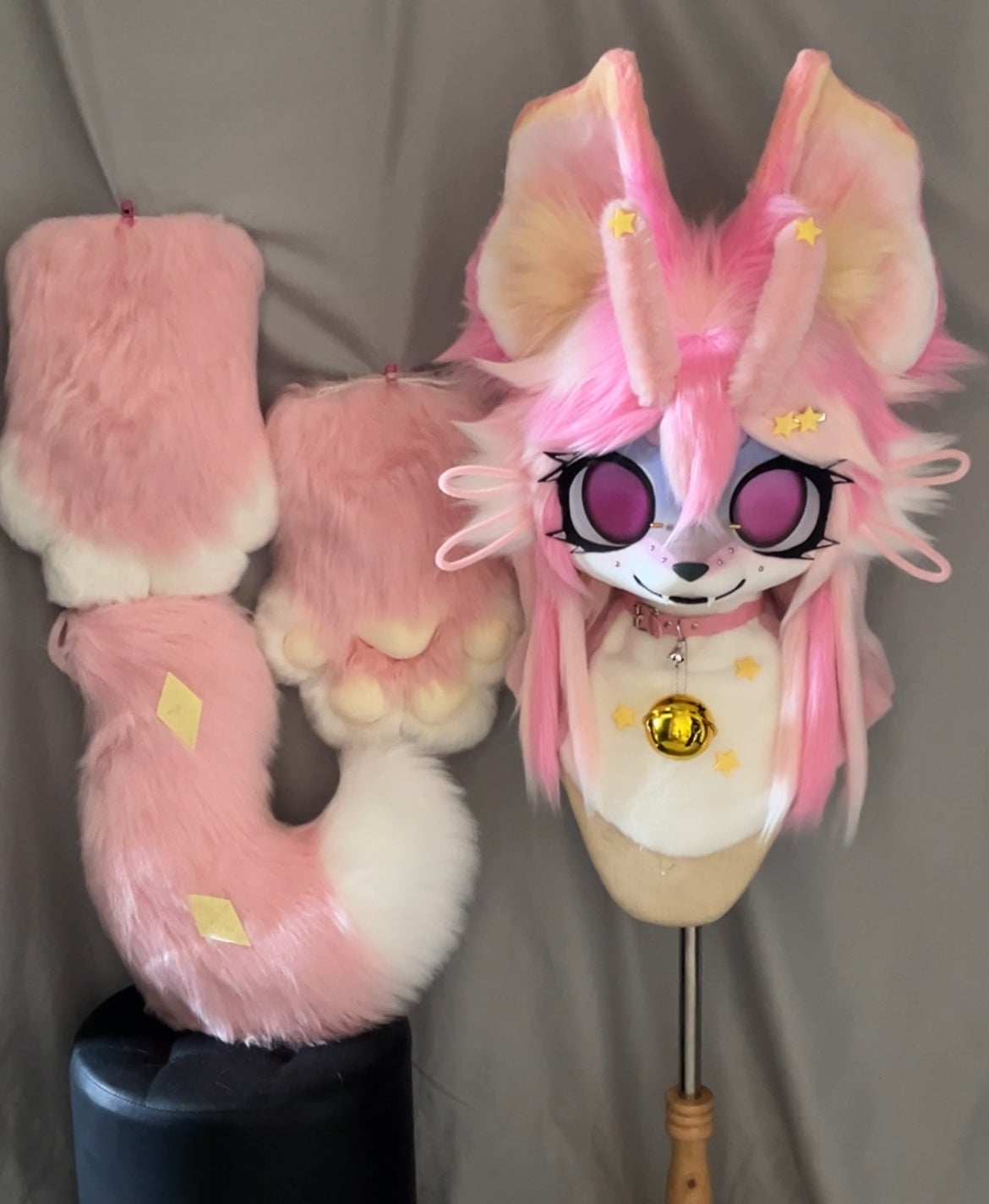 Pink Moth Kemono Head Fursuit (Gift Handpaws+Tail)