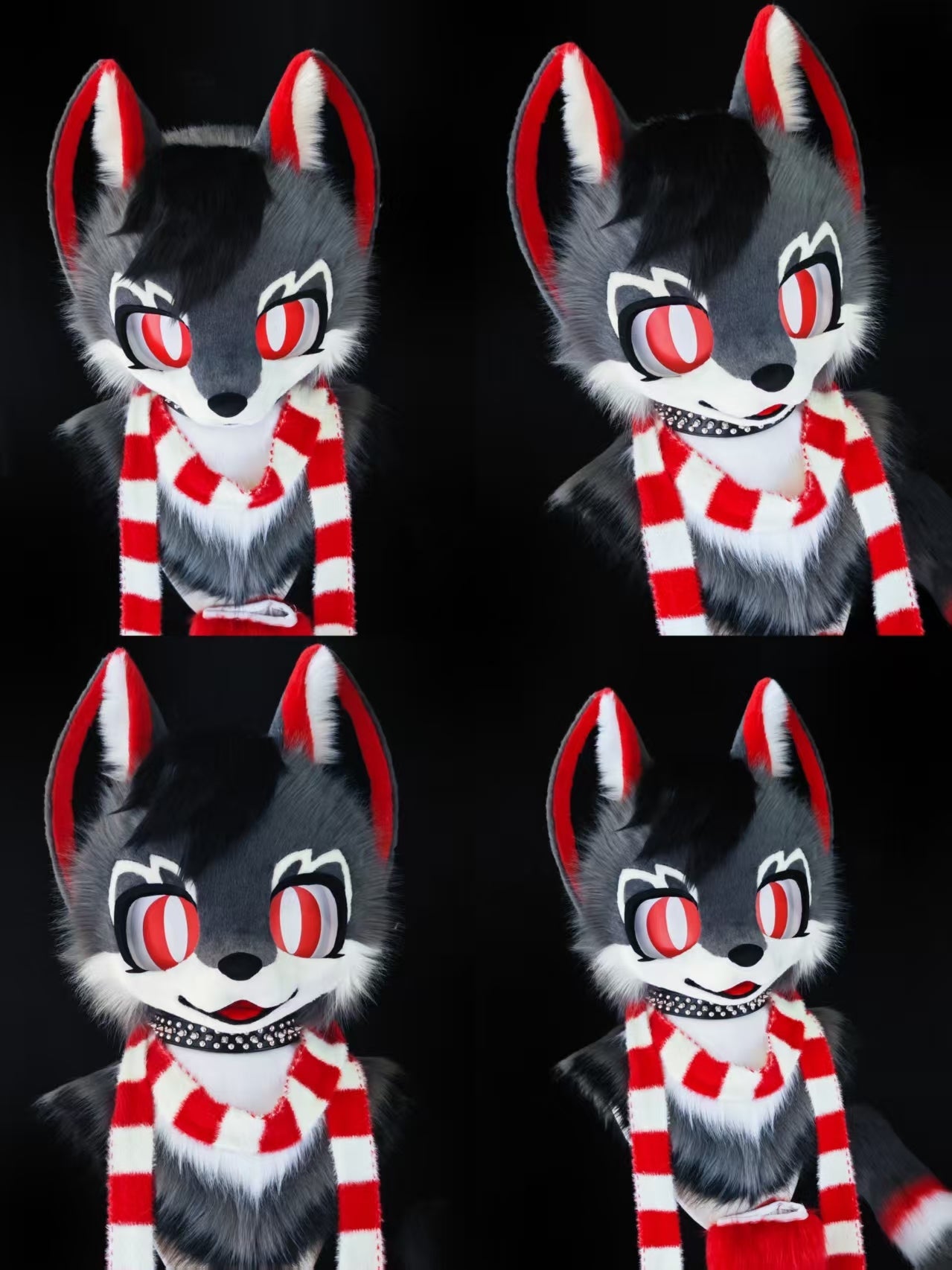 Black Red Wolf Kemono Head Fursuit (Gift Handpaws+Tail)