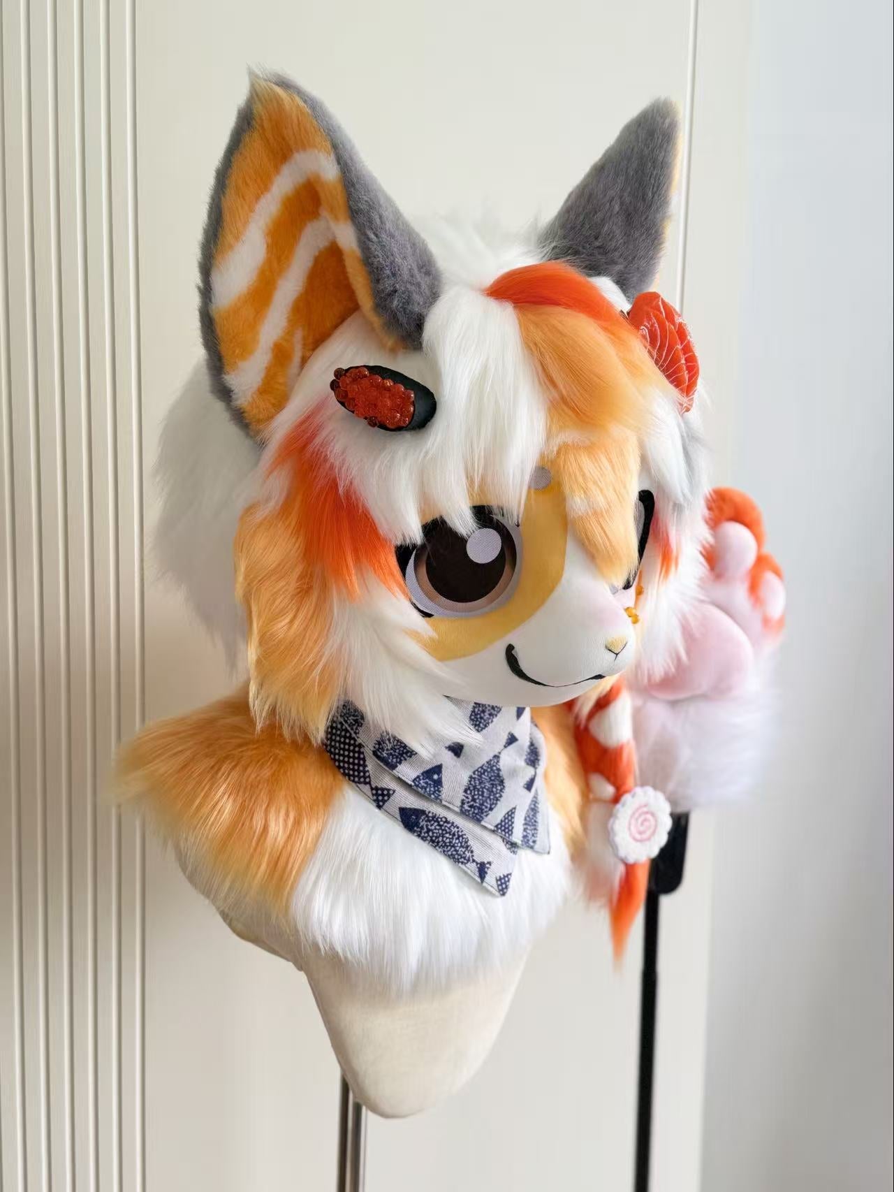 Salmon Kitten Kemono Head Fursuits (Gift Necklace + Handpaws)
