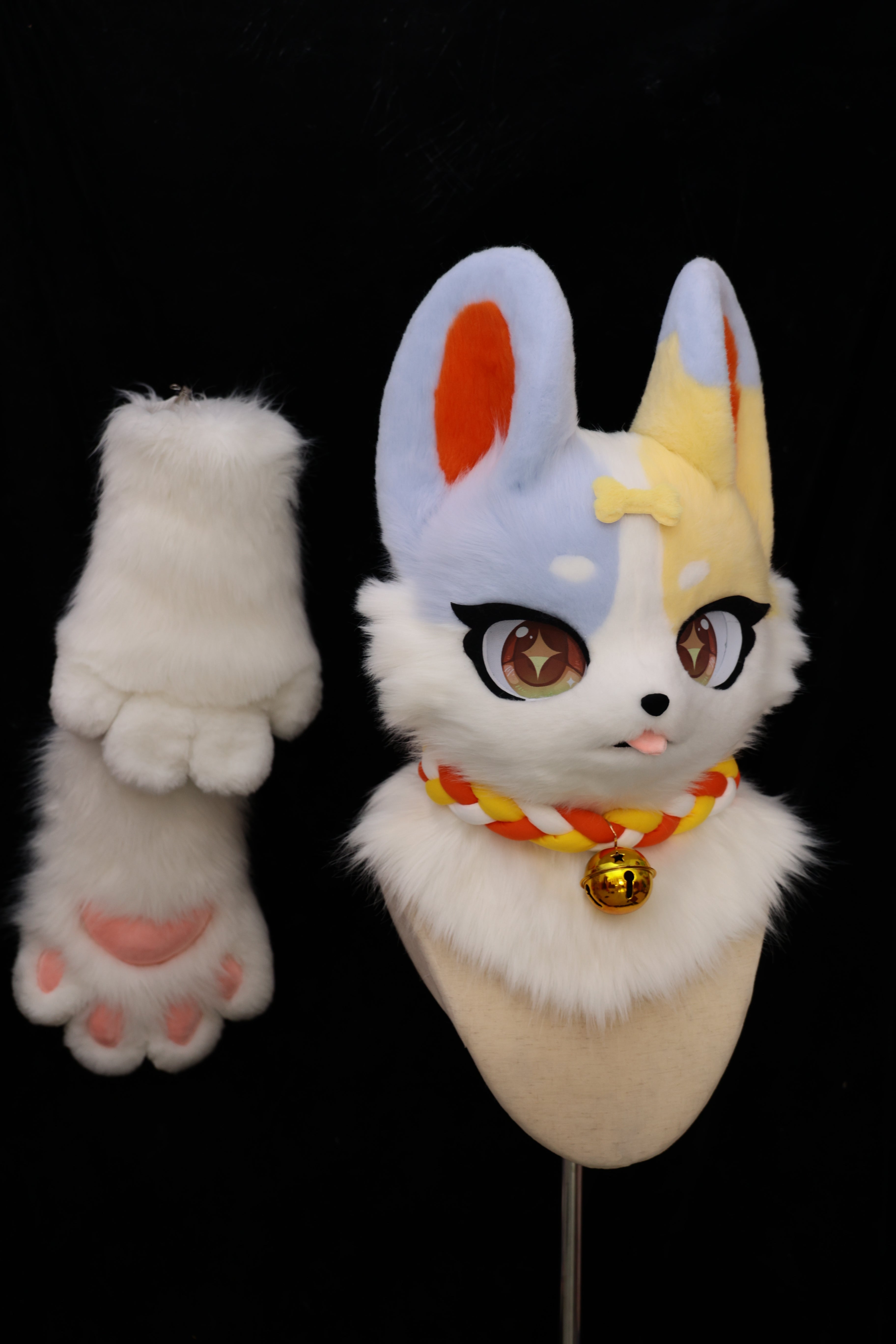 Tongue Out Puppy Kemono Head Fursuit (Gift Handpaws)