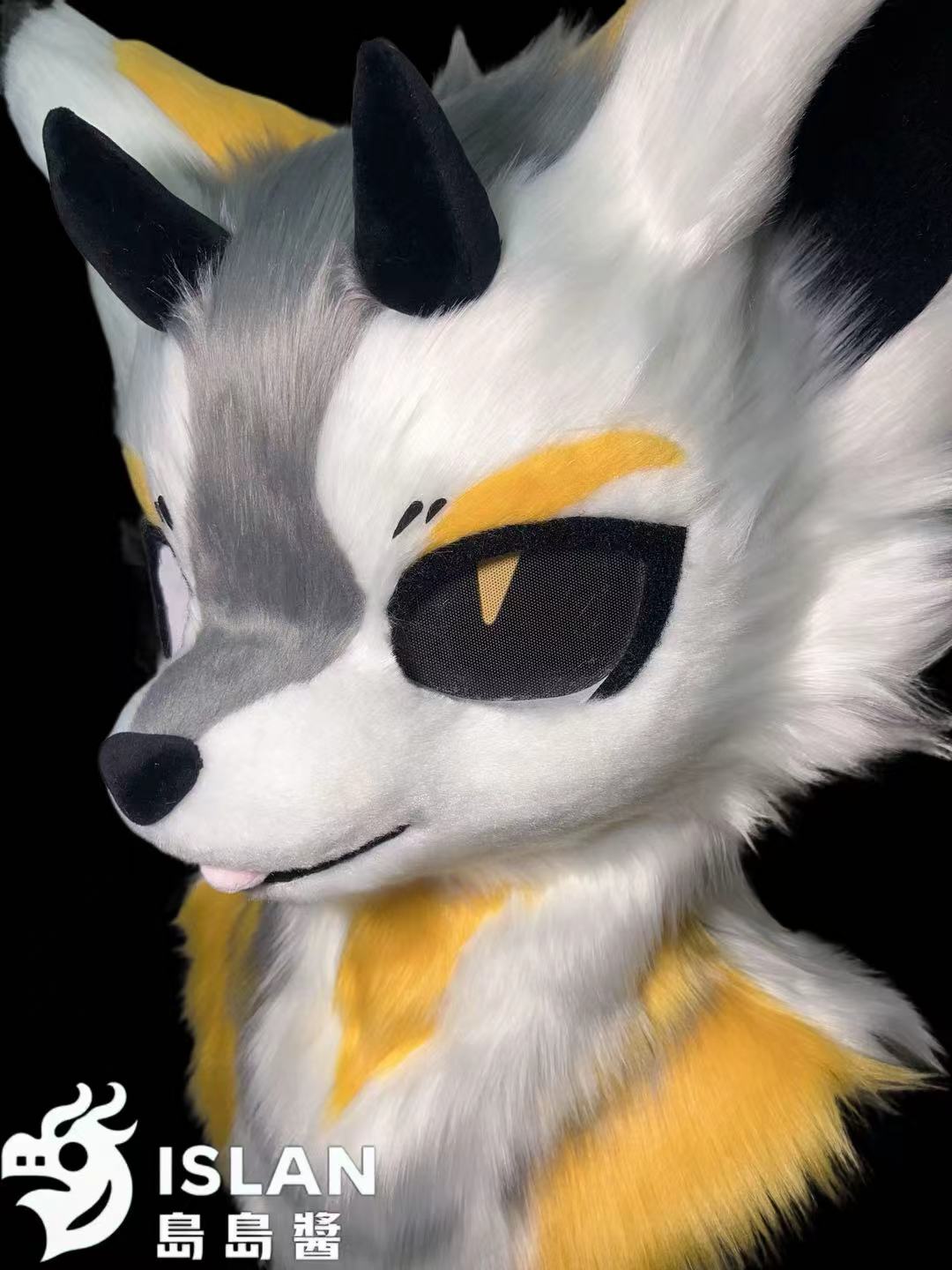 Grey White Dragon Kemono Head Fursuit (Gift Handpaws+Tail)