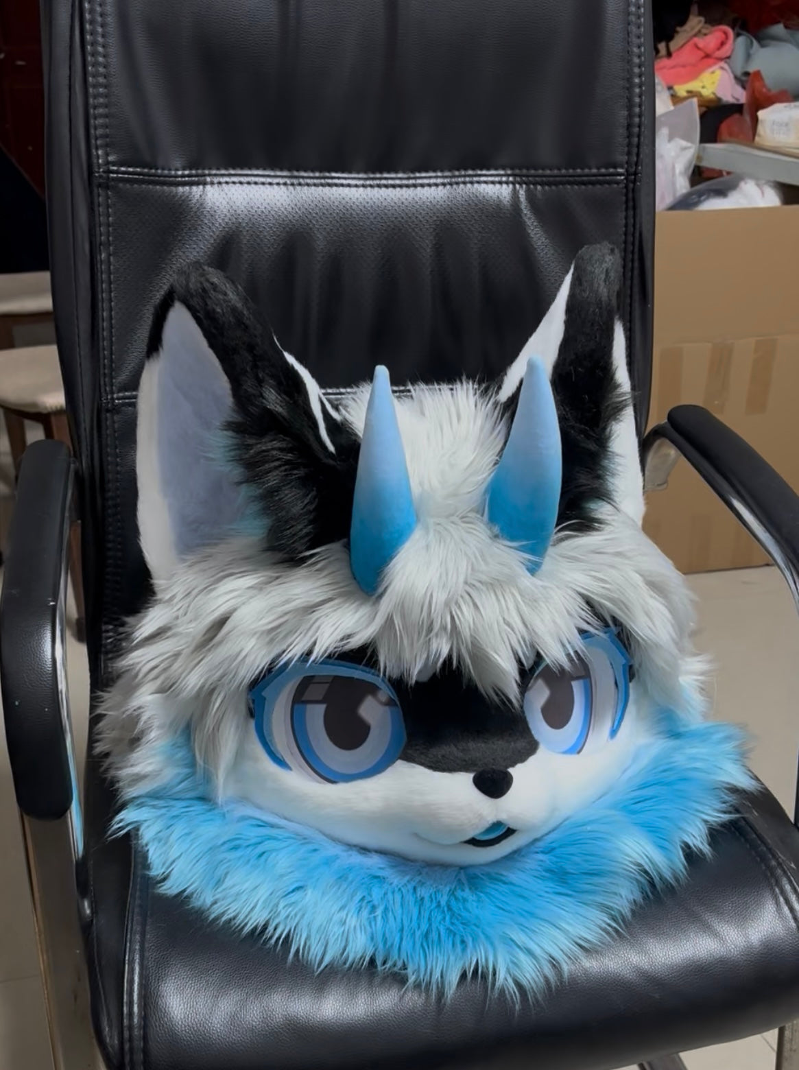 Black Blue Puppy Kemono Head Fursuit