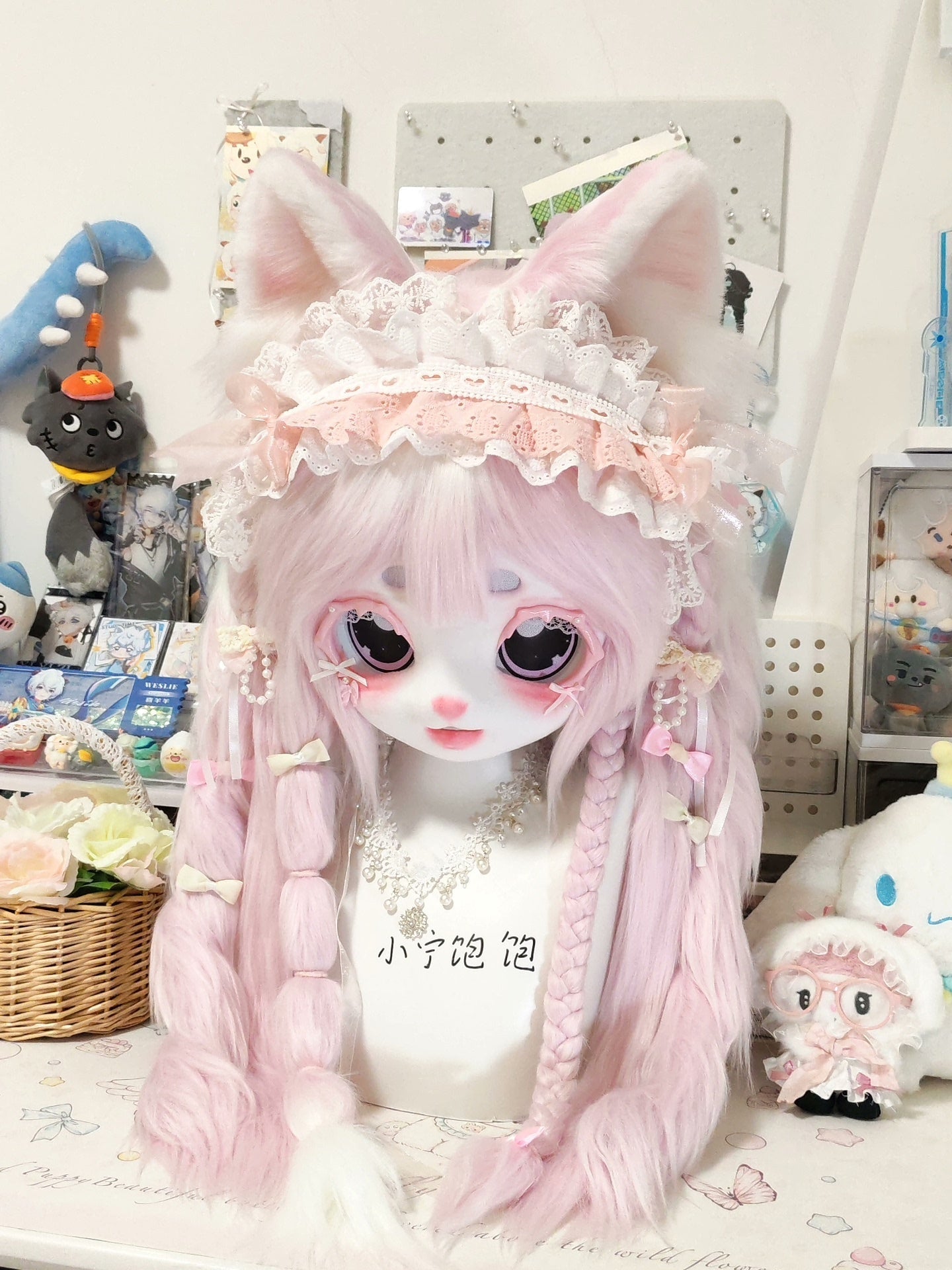 Pink Kitten Kig Head Fursuits