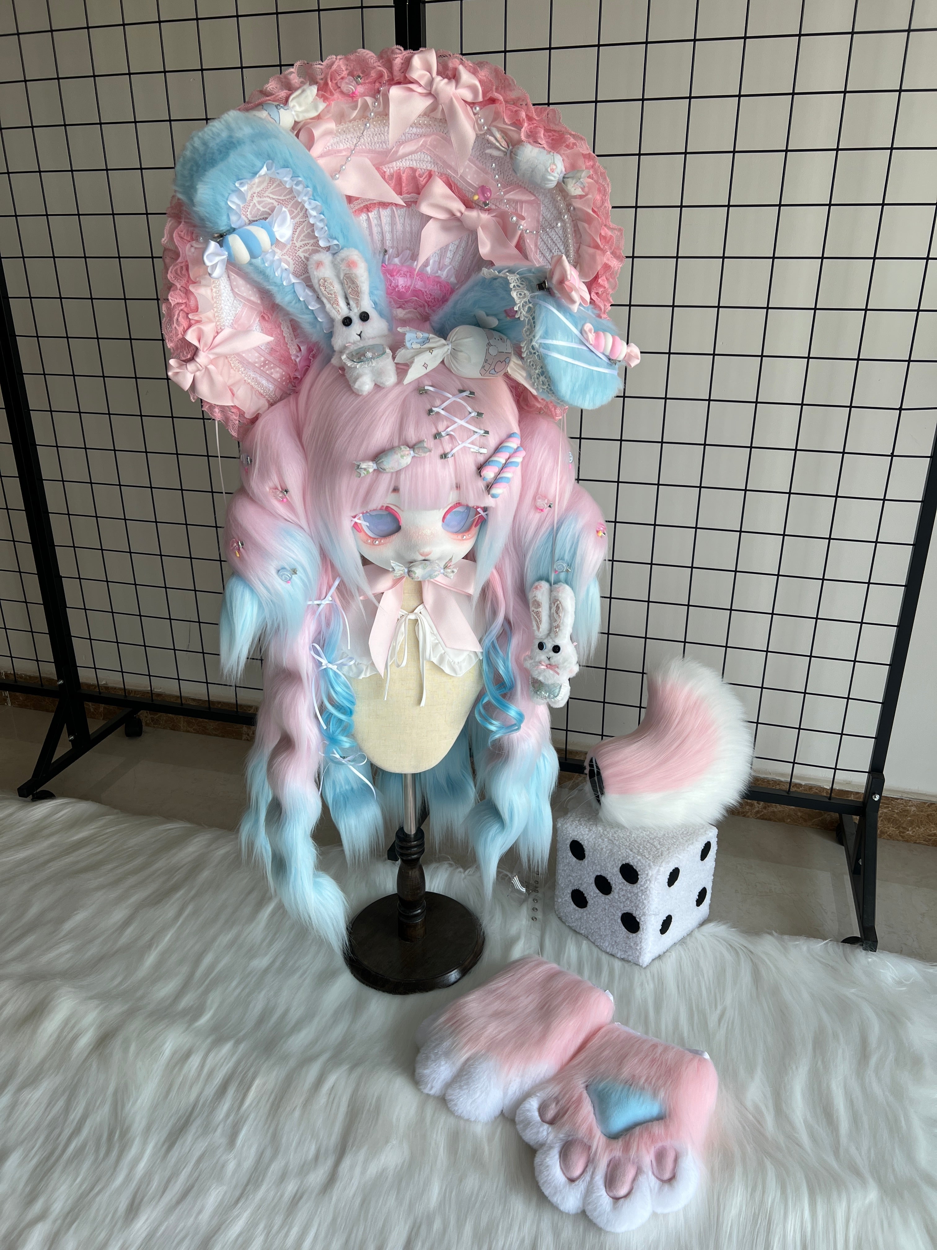 [Bunny] Pink Lolita Bunny Kig Fursuits Stock (Gift Handpaws+Tail)