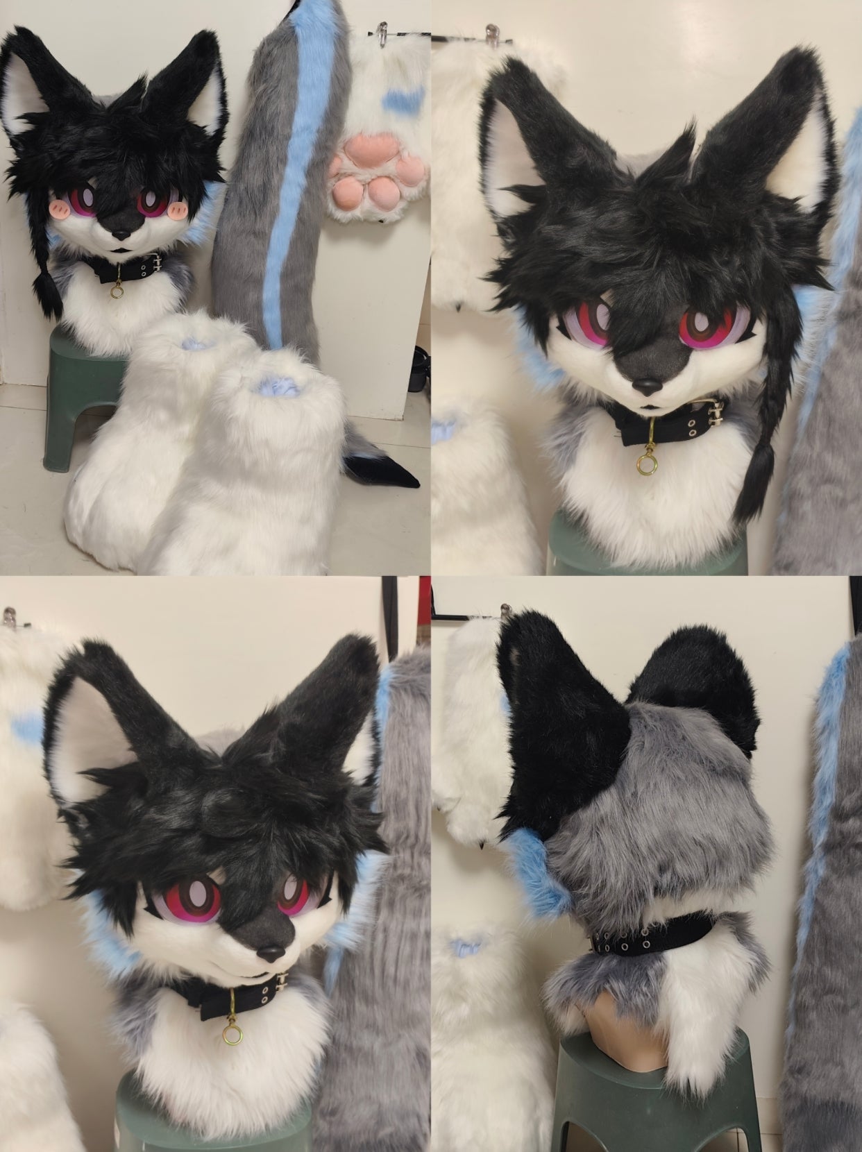 Black Puppy Kemono Head Fursuit (Gift Handpaws+Feetpaws+Tail)