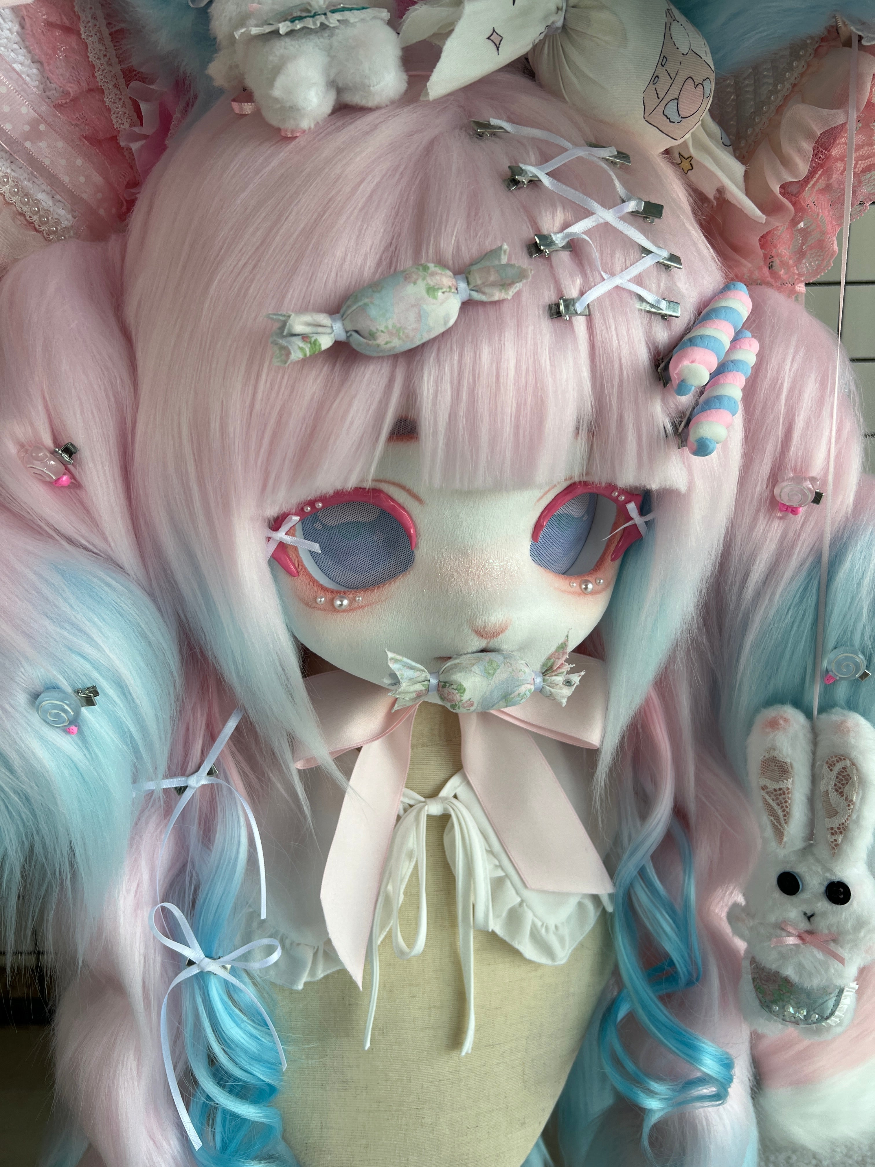 [Bunny] Pink Lolita Bunny Kig Fursuits Stock (Gift Handpaws+Tail)
