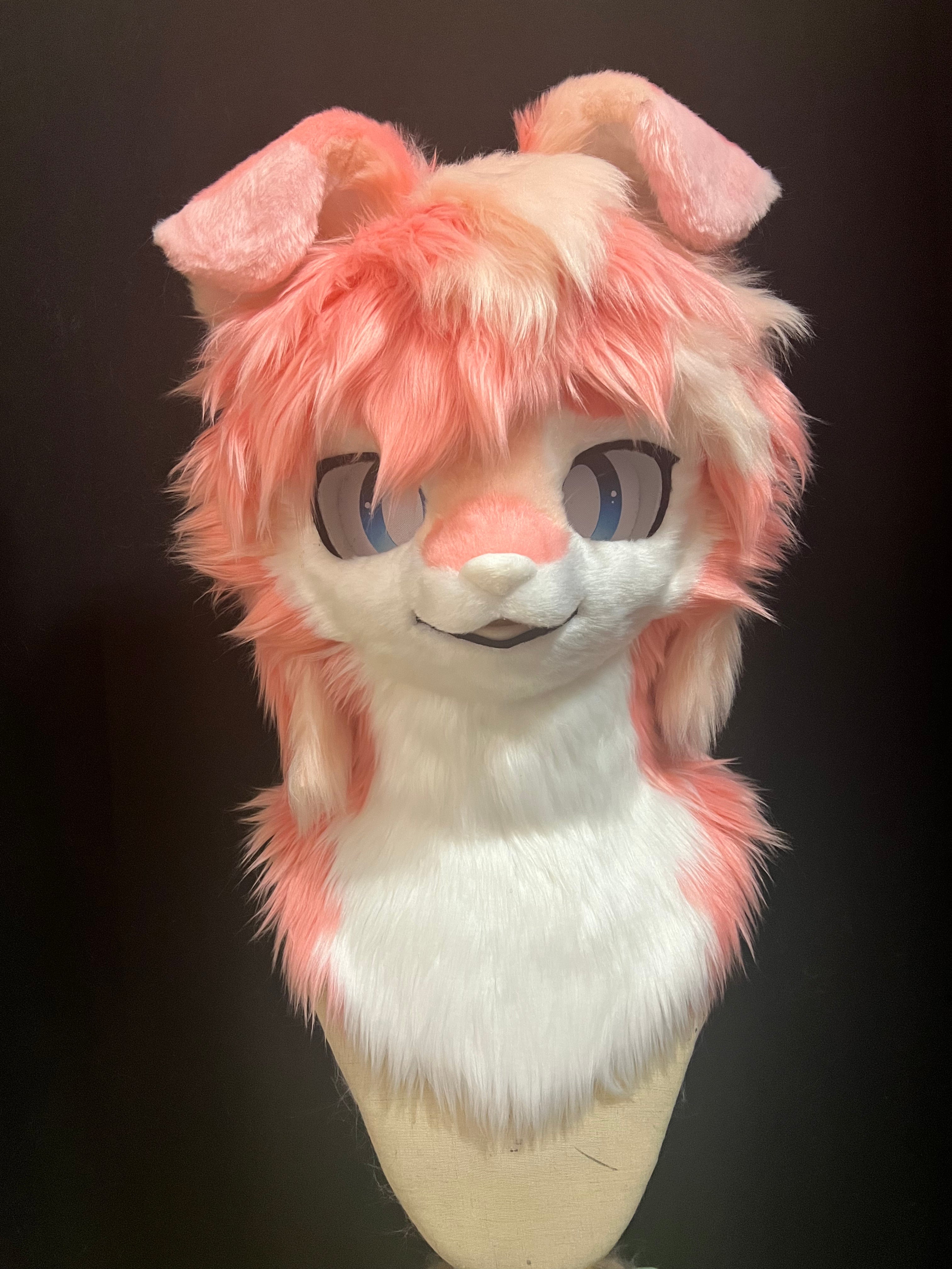 Pink Floppy Puppy Kemono Head Fursuit