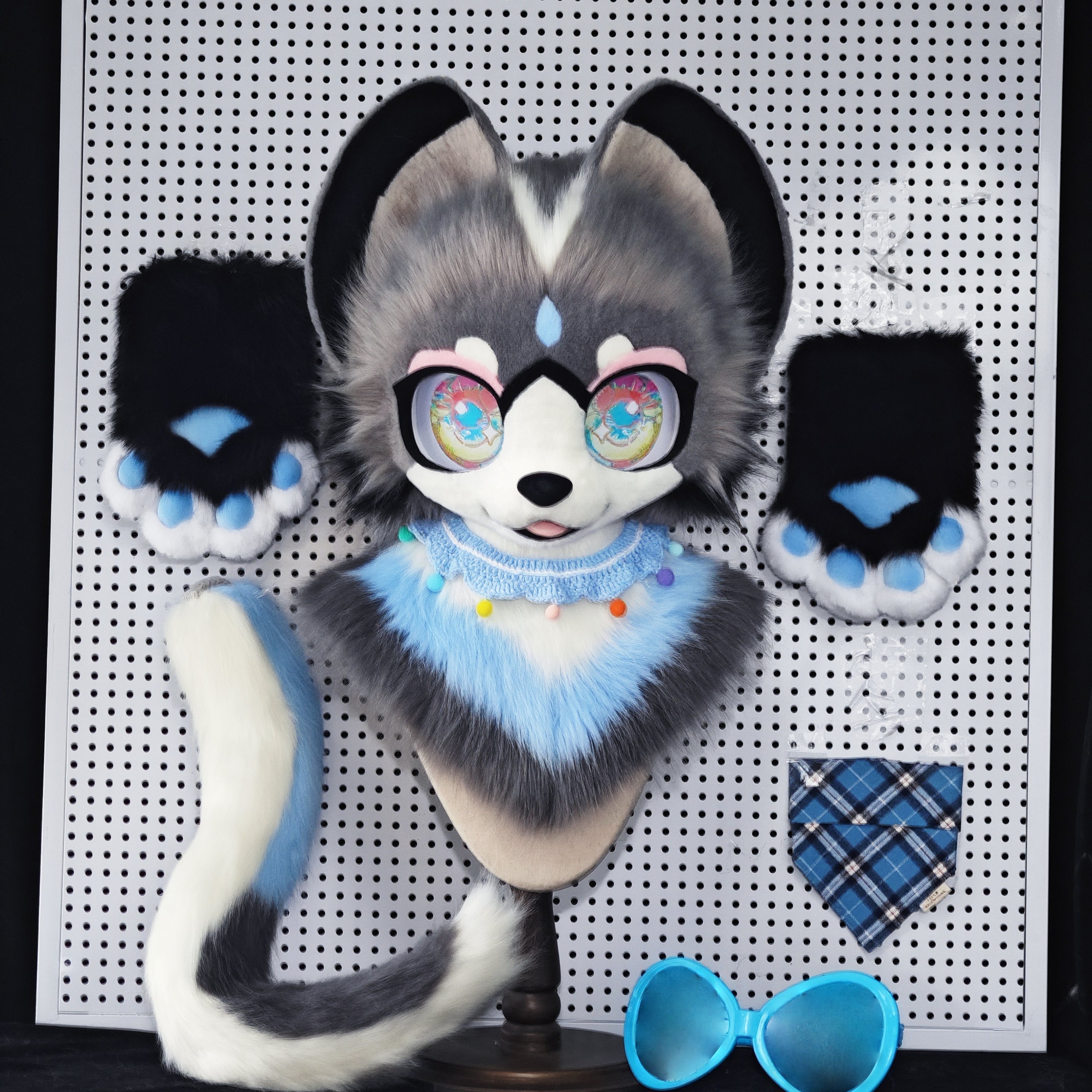 Rainbow Bear Kemono Head Fursuit (Gift Handpaws+Tail)