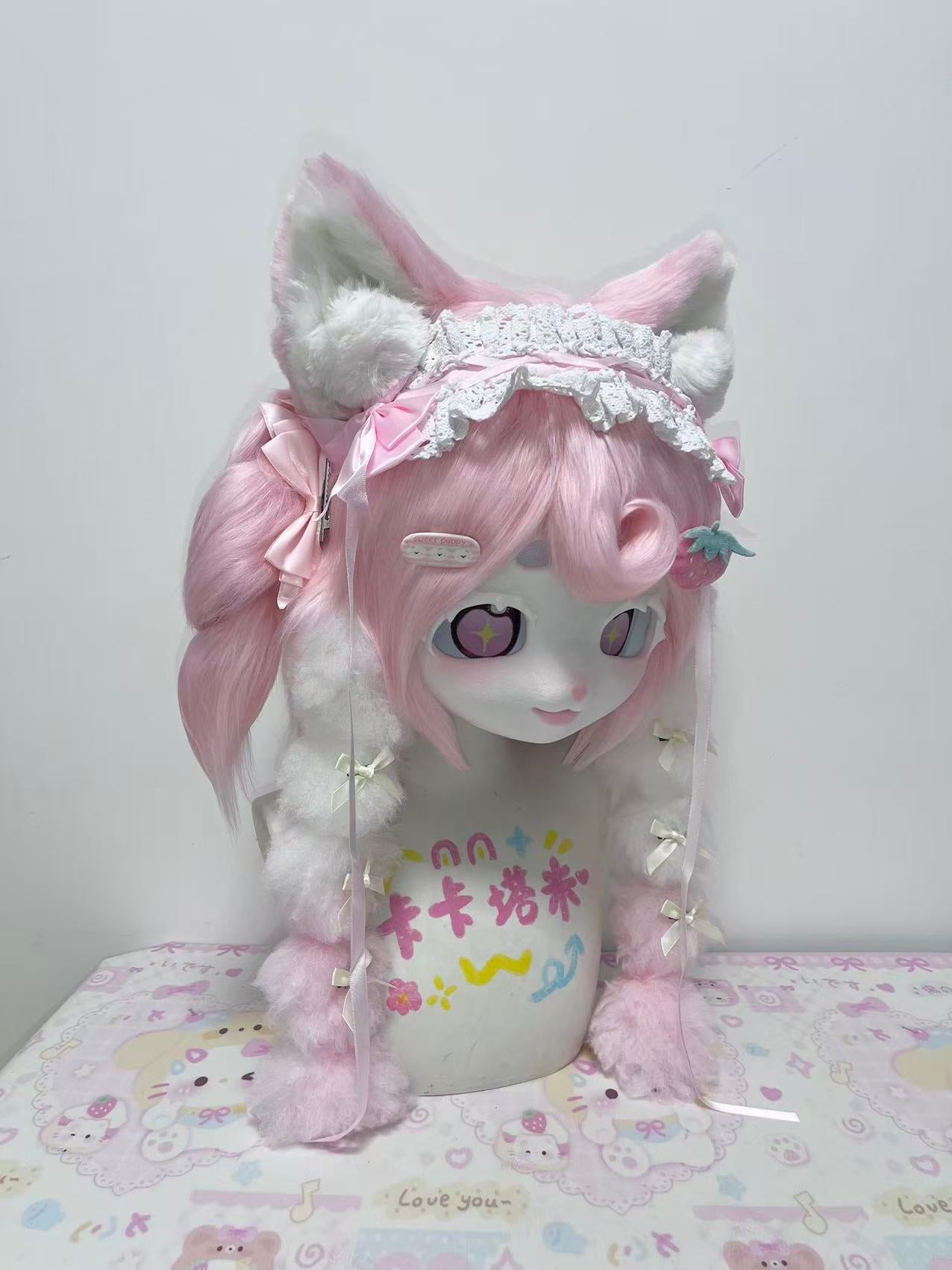 Strawberry Kitten Kig Head Fursuit