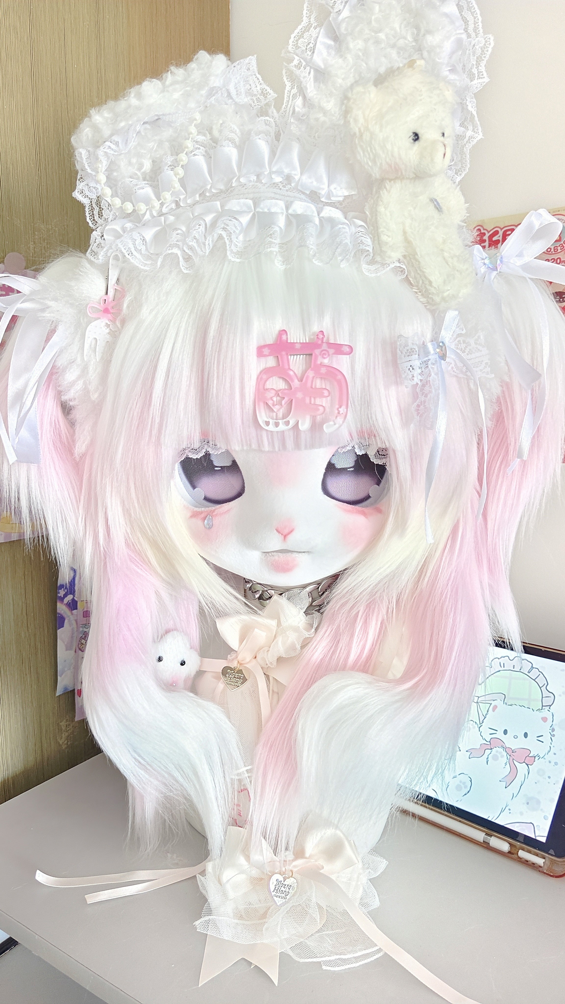 Pink Rabbit Kig Head Fursuit