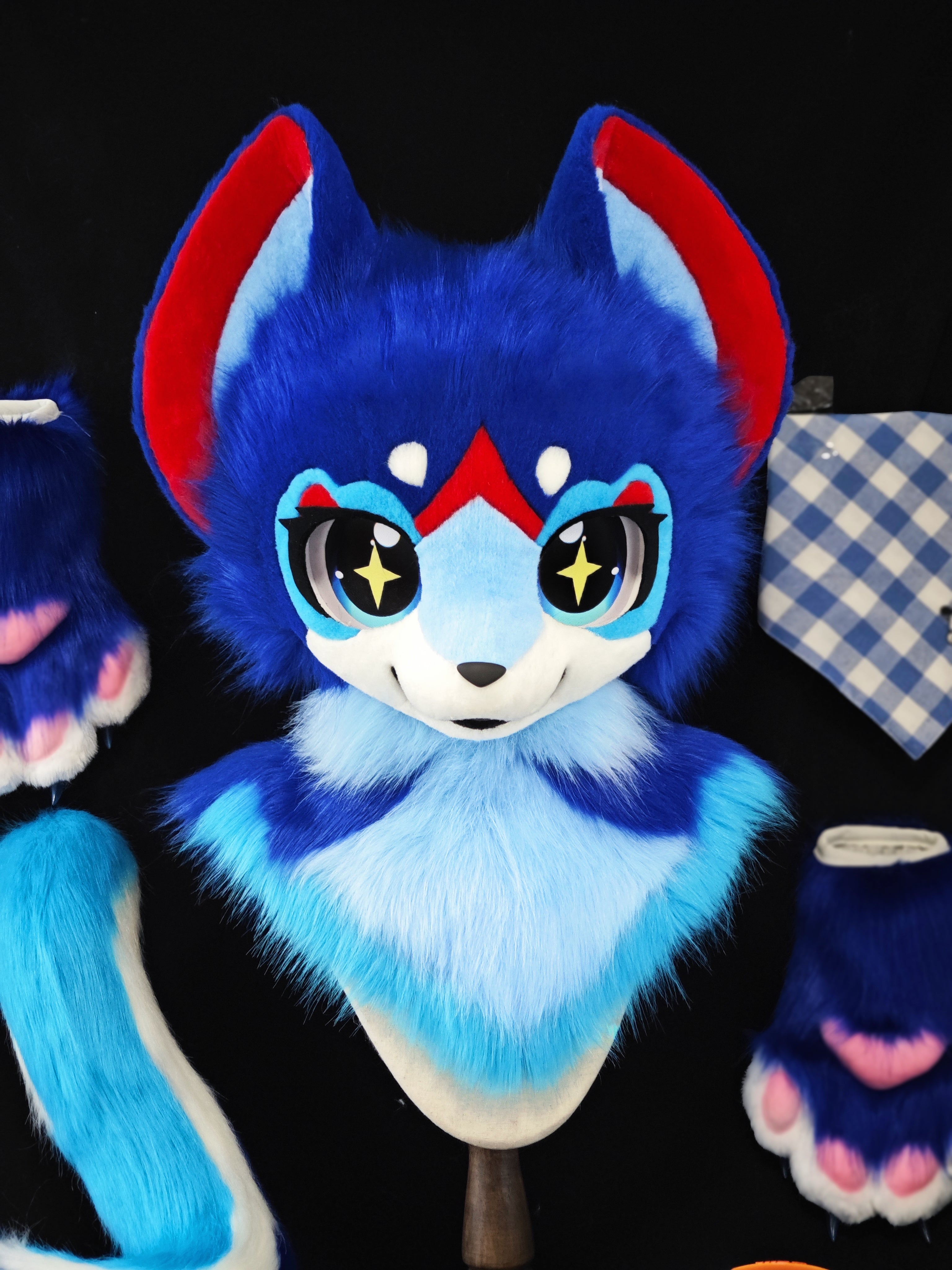 Deep Blue Kitten Kemono Head Fursuit (Gift Handpaws+Tail)