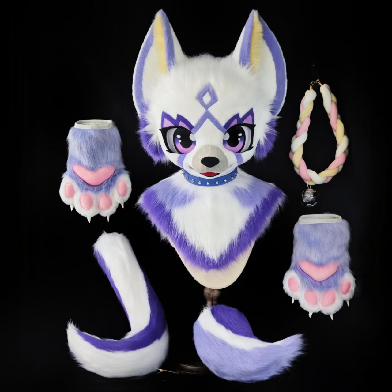 White Kitten Kemono Head Fursuit (Gift Handpaws+Tail)