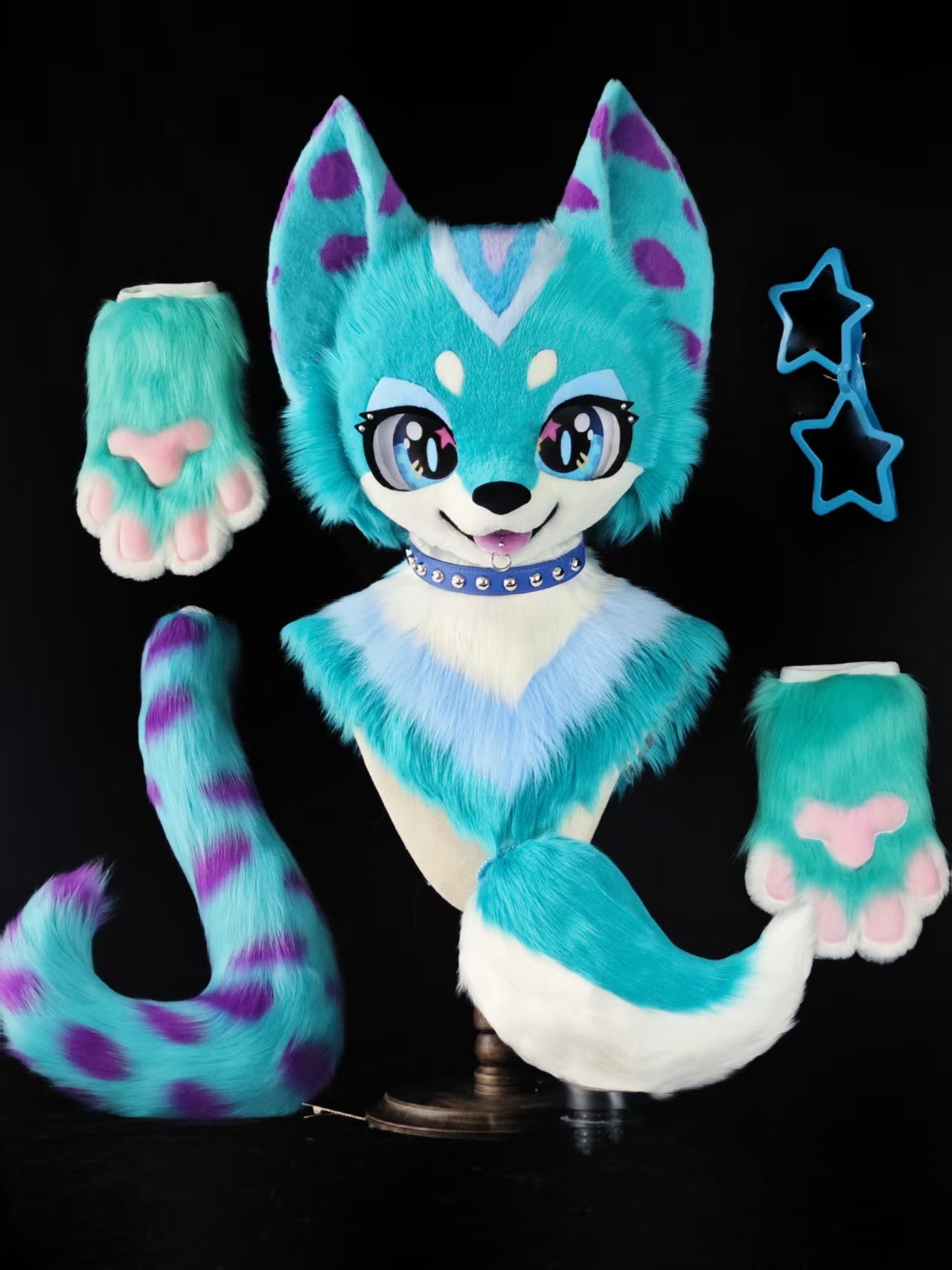 Teal Fox Kemono Head Fursuit (Gift Handpaws+Tail)