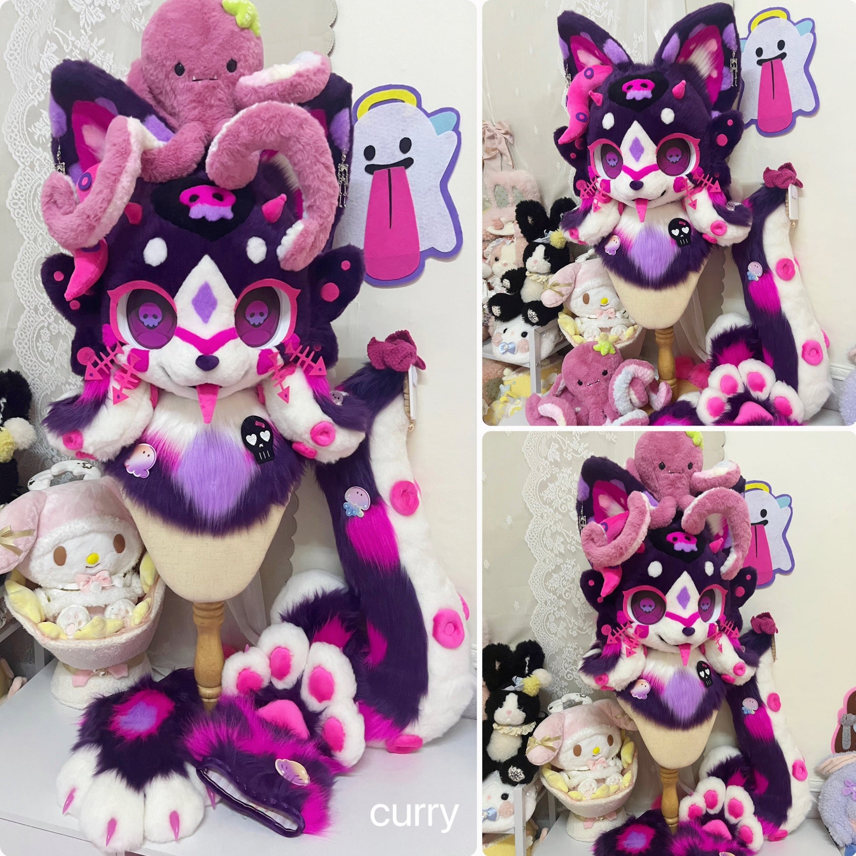 Devil Octopus Kitten Kemono Head Fursuits (Gift Handpaws+Tail)