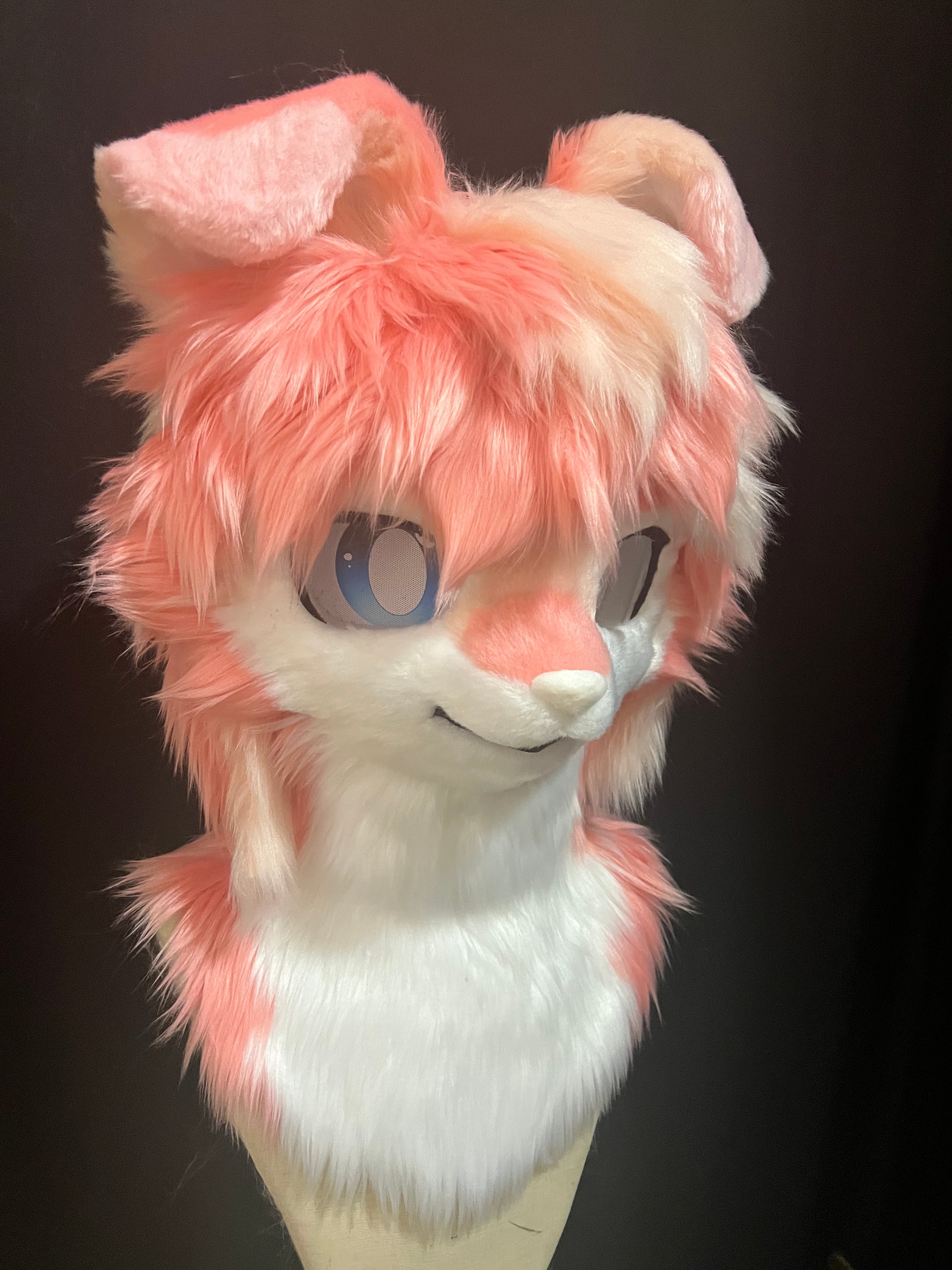 Pink Floppy Puppy Kemono Head Fursuit