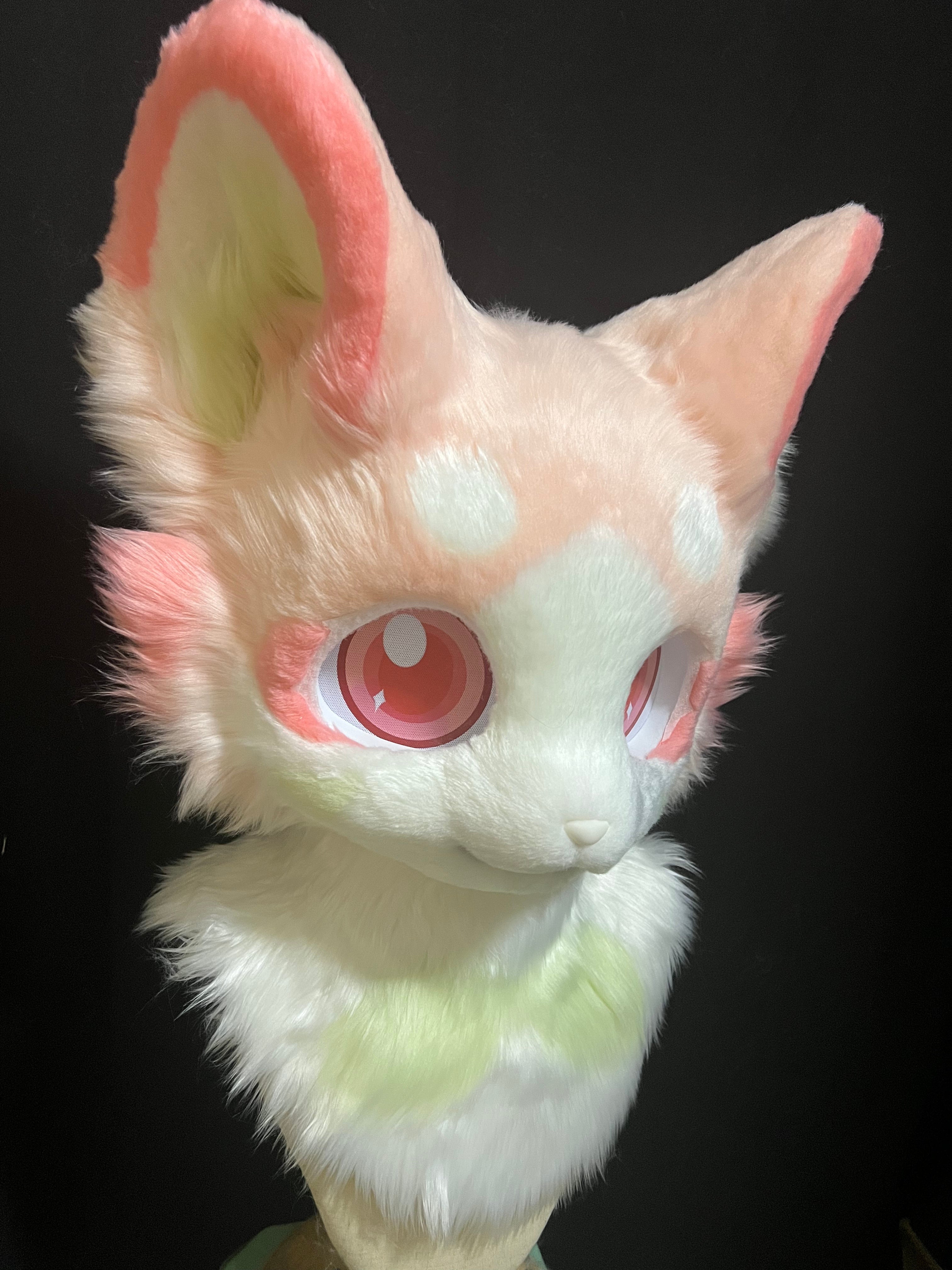 Pink Heart Kitten Kemono Head Fursuit