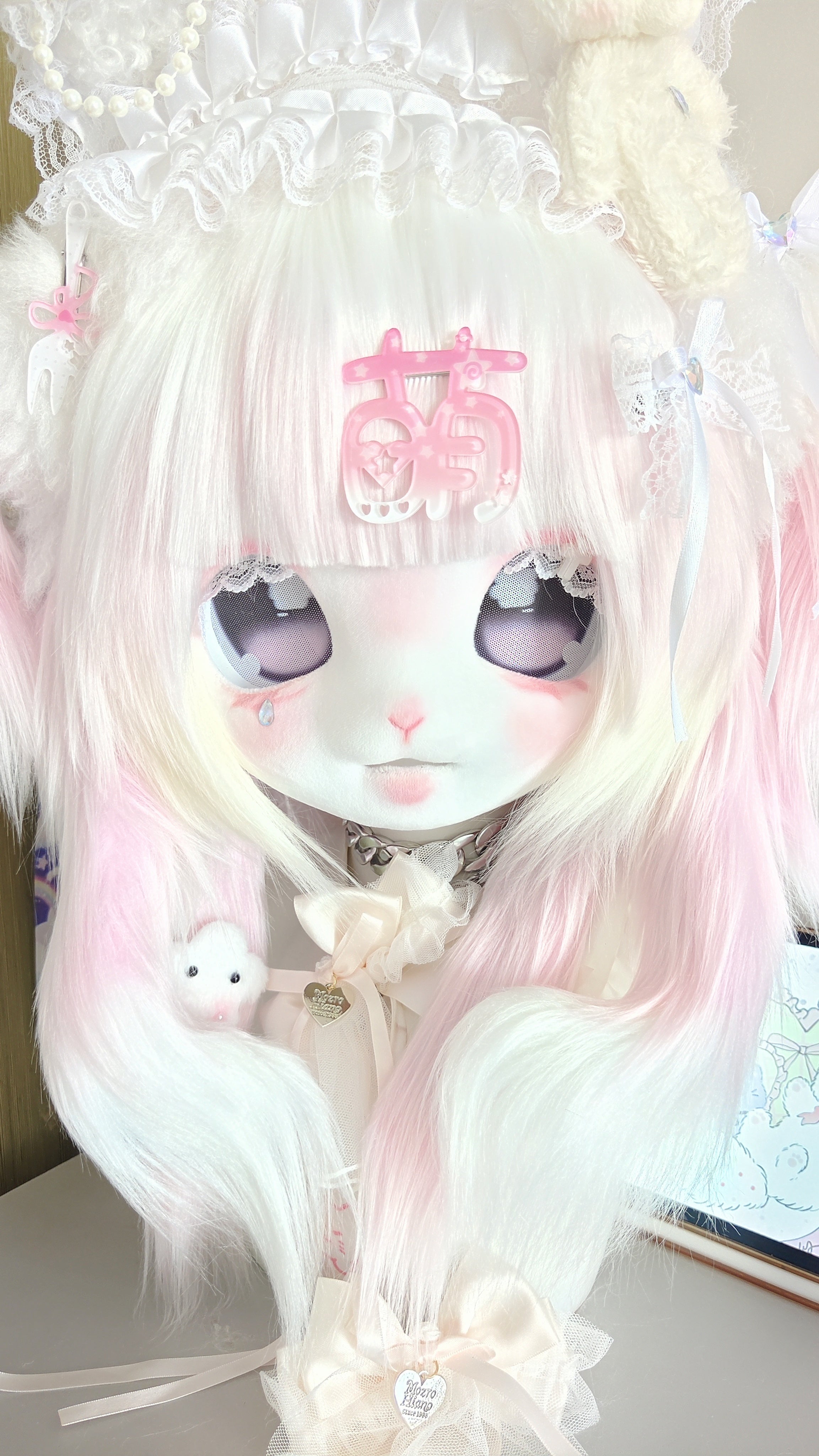Pink Rabbit Kig Head Fursuit
