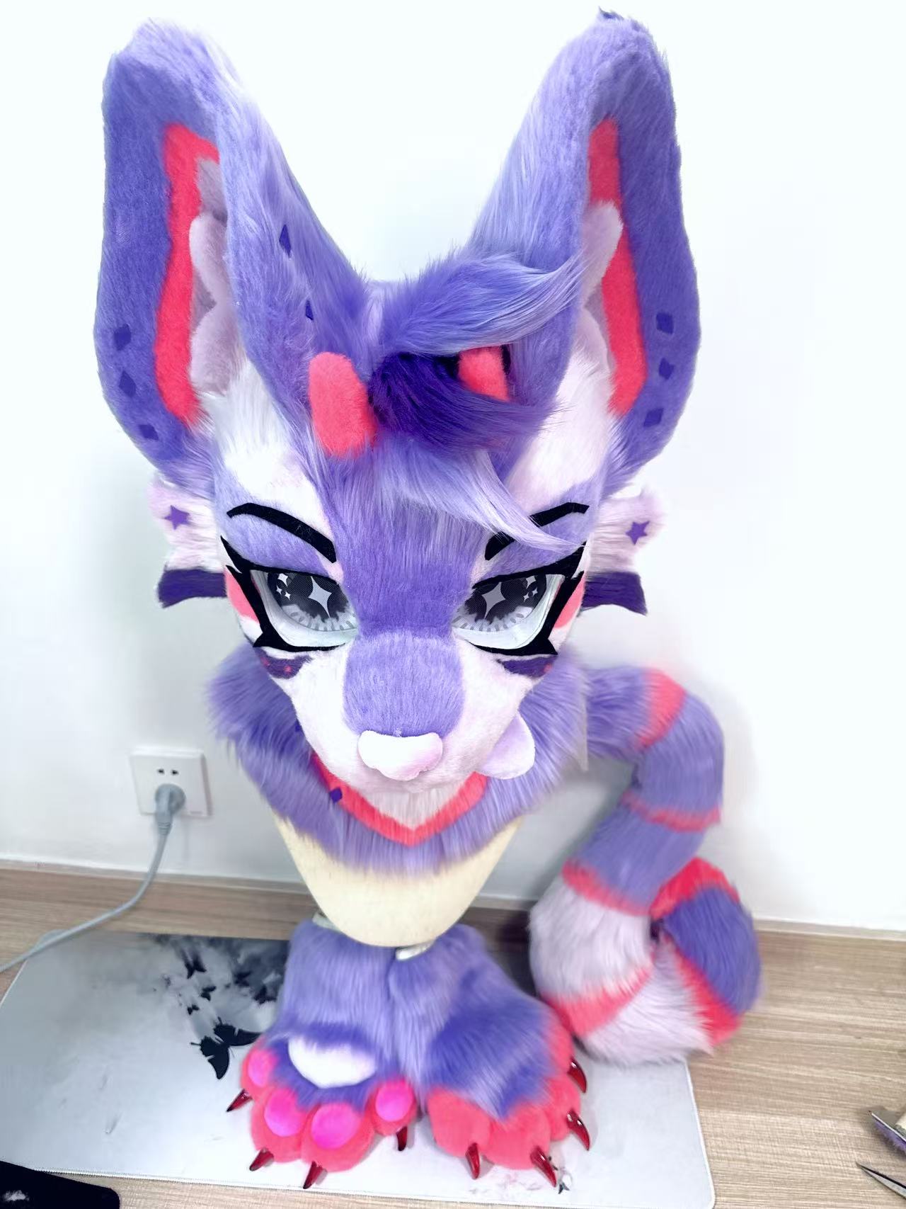 Purple Puppy Kemono Head Fursuit (Gift Handpaws+Tail)