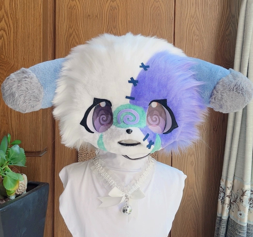 Purple Scar Puppy Kemono Head Fursuit
