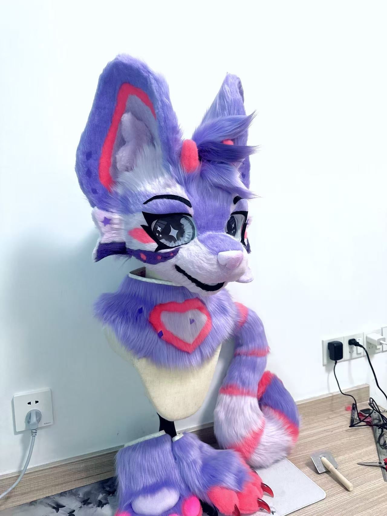 Purple Puppy Kemono Head Fursuit (Gift Handpaws+Tail)