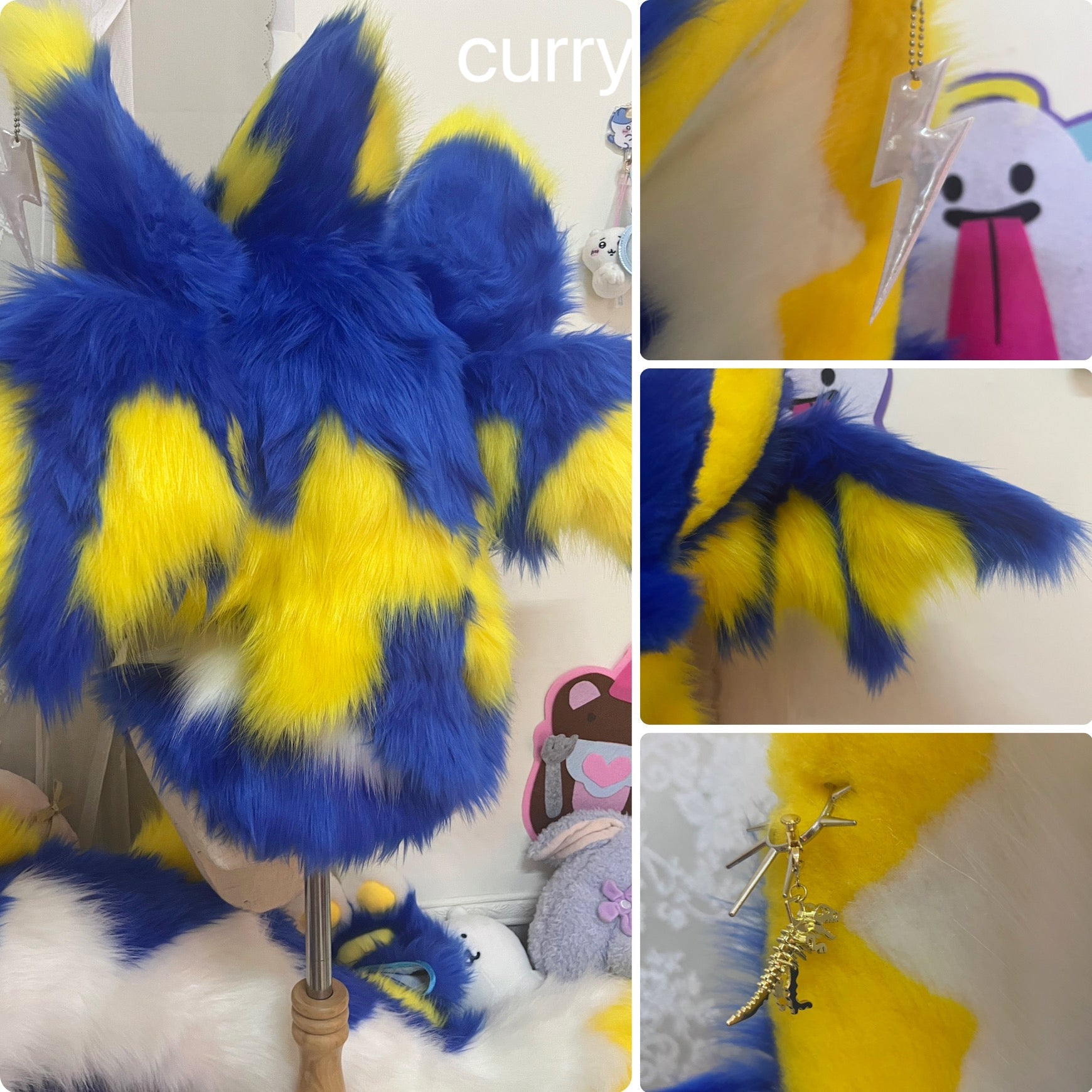 Lightning Wing Dragon Kemono Head Fursuit (Gift Handpaws+Tail)