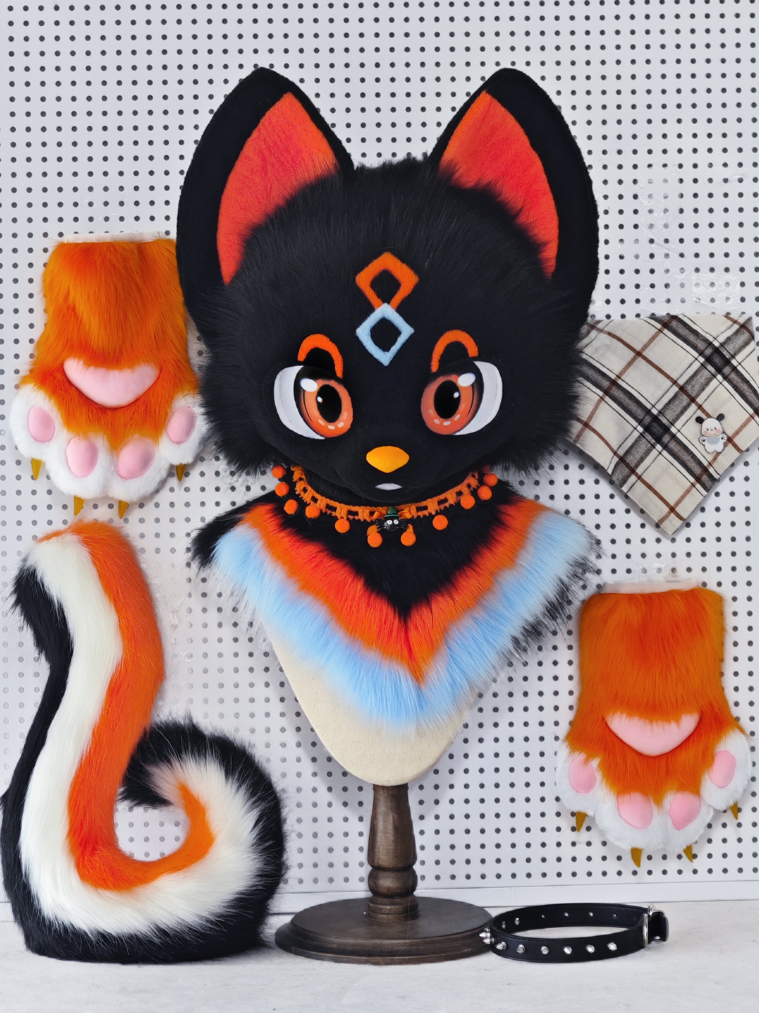 Coal Kitten Kemono Head Fursuit (Gift Handpaws+Tail)