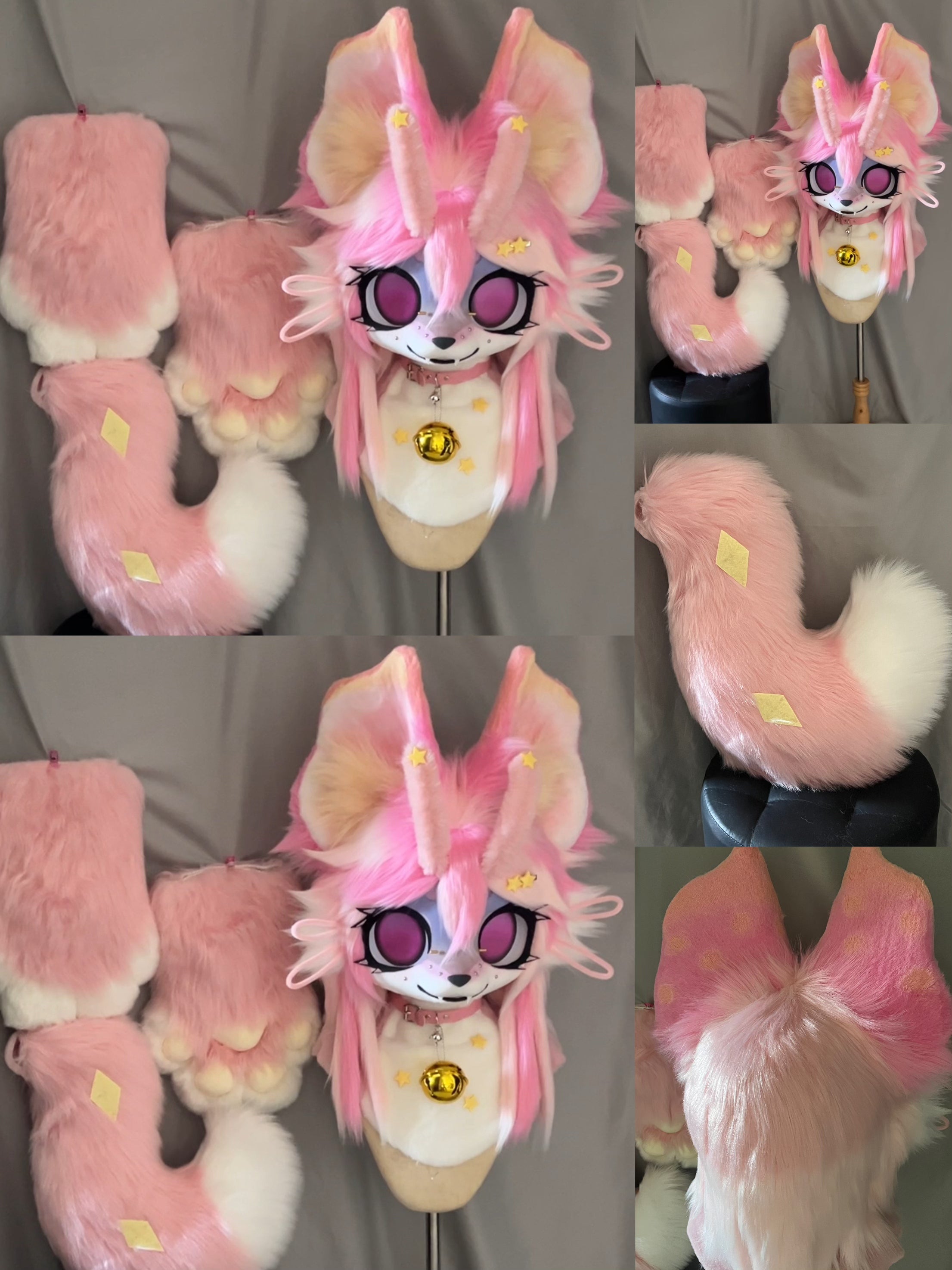 Pink Moth Kemono Head Fursuit (Gift Handpaws+Tail)