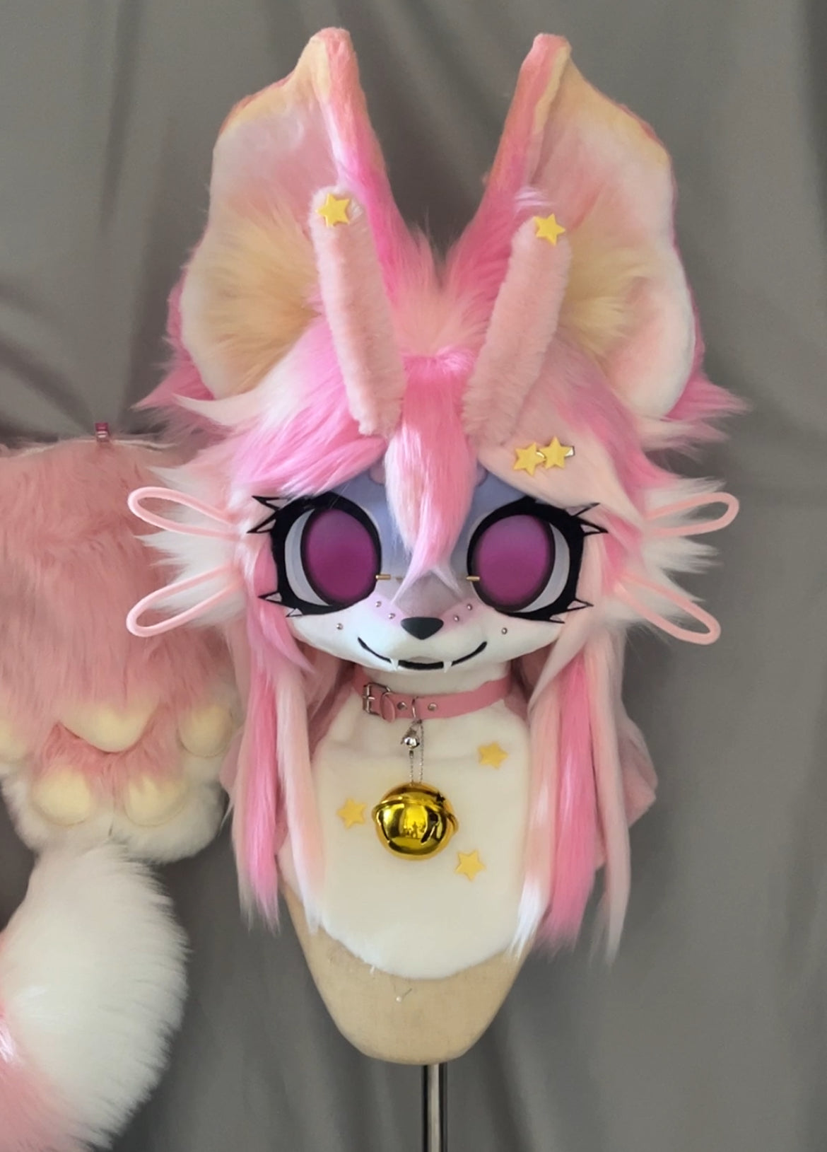 Pink Moth Kemono Head Fursuit (Gift Handpaws+Tail)
