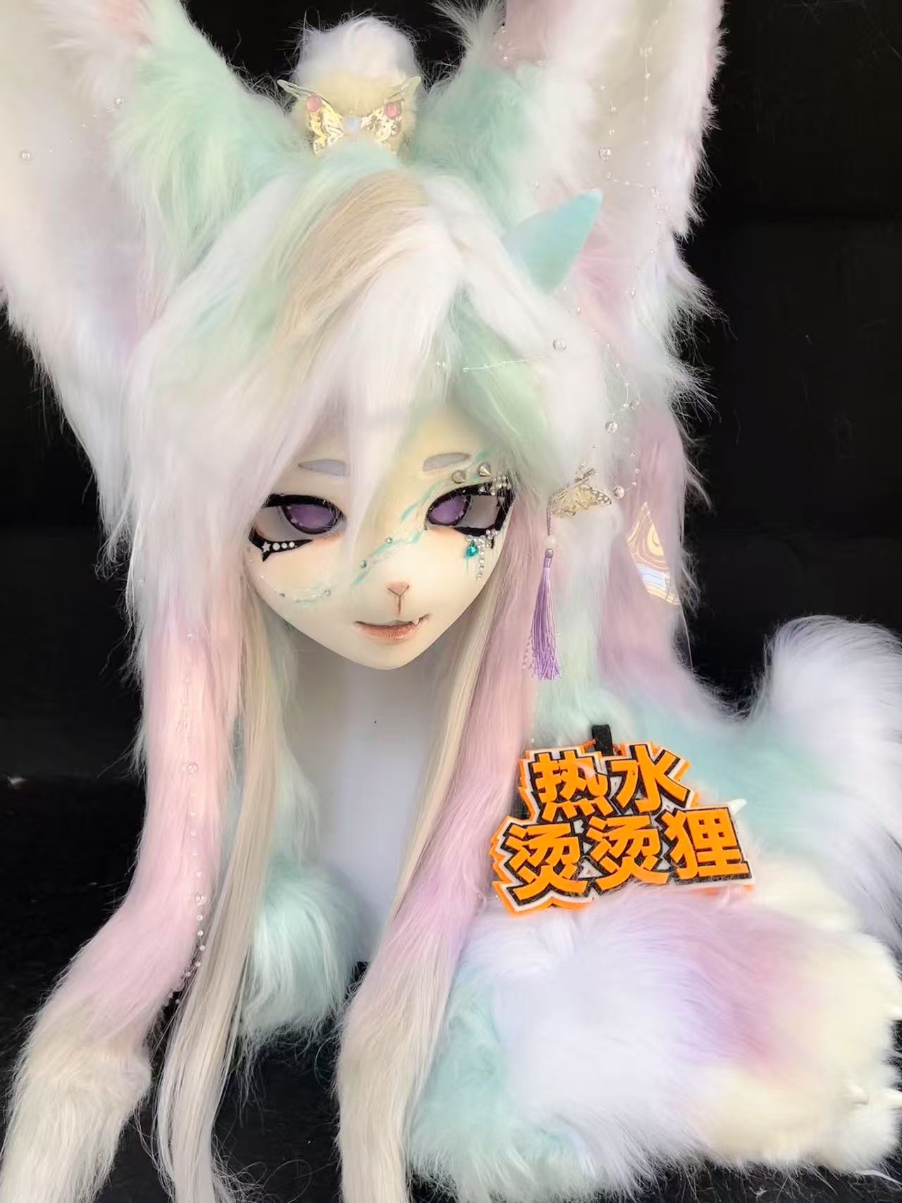 Water Fox Kig Head Fursuit（Gift Handpaws+Tail）