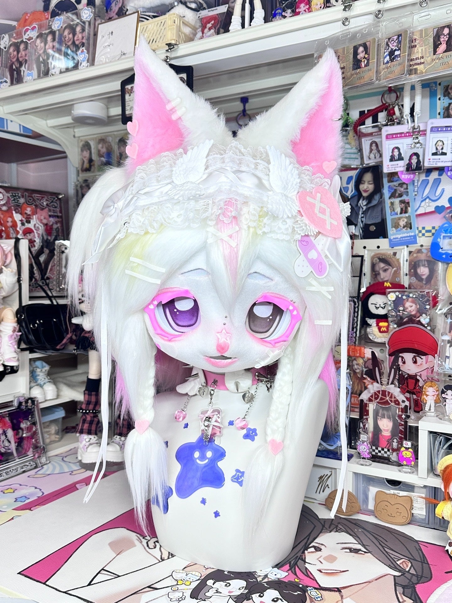 White Fox Kig Head Fursuit