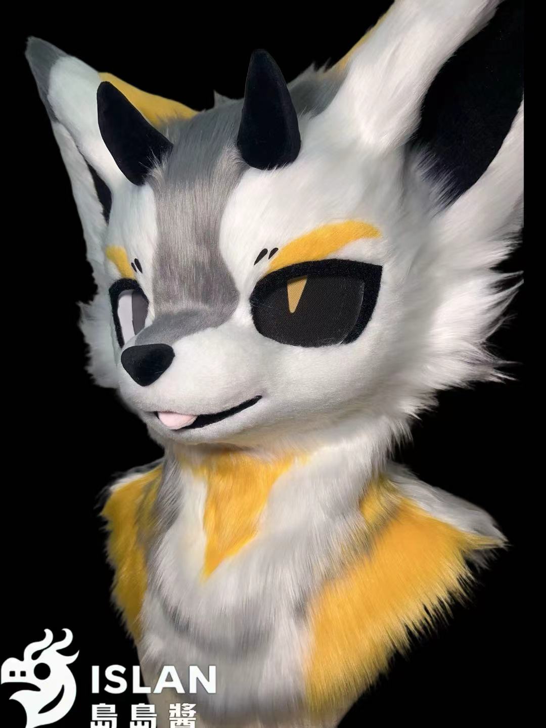 Grey White Dragon Kemono Head Fursuit (Gift Handpaws+Tail)