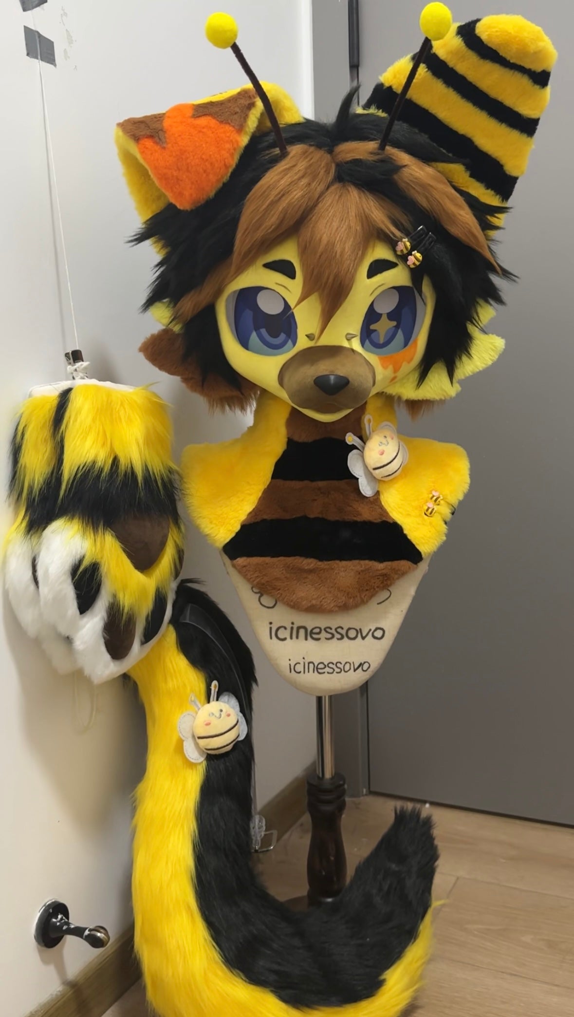 Bee Puppy Kemono Head Fursuit (Gift Handpaws+Tail)