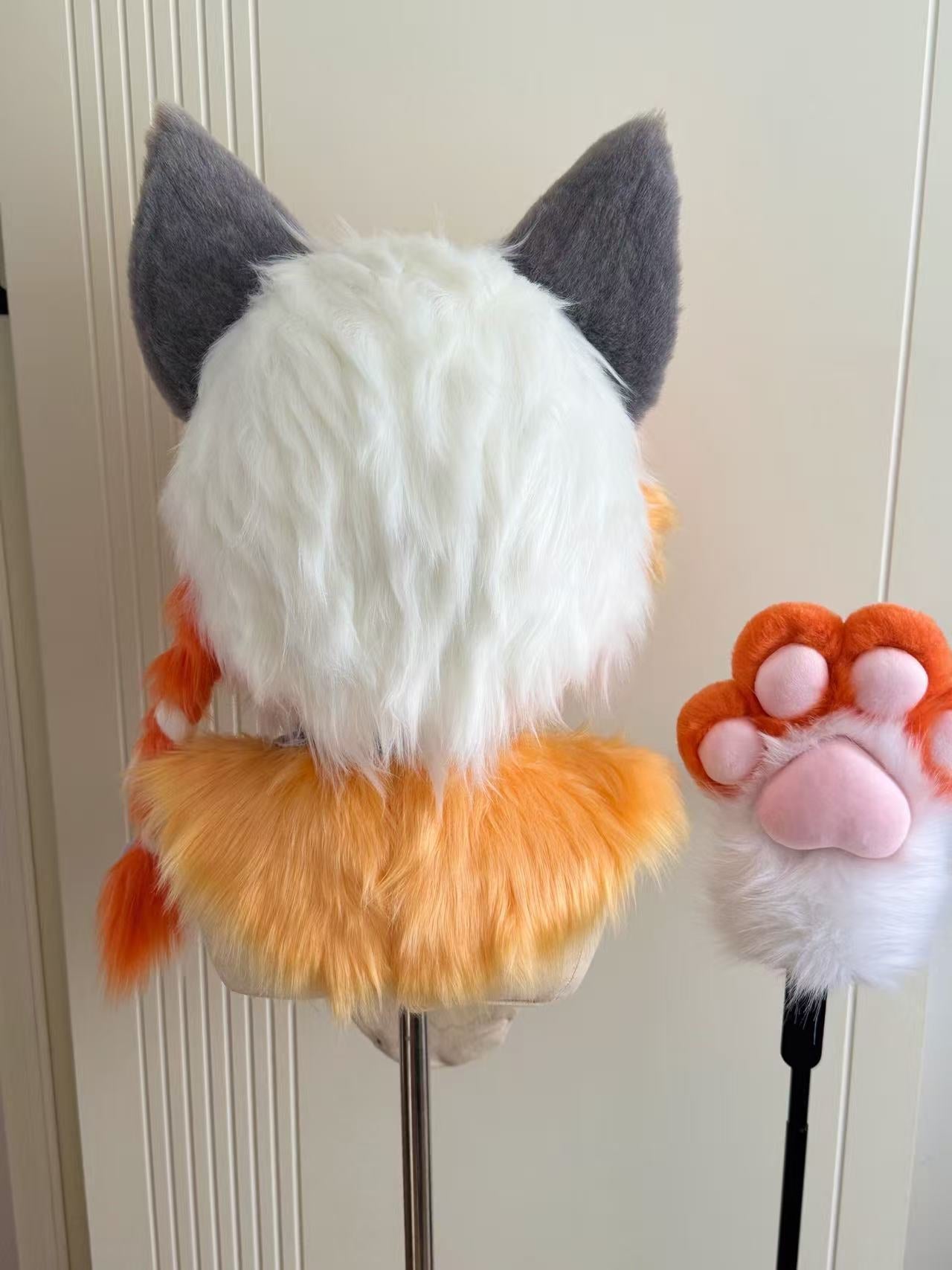 Salmon Kitten Kemono Head Fursuits (Gift Necklace + Handpaws)