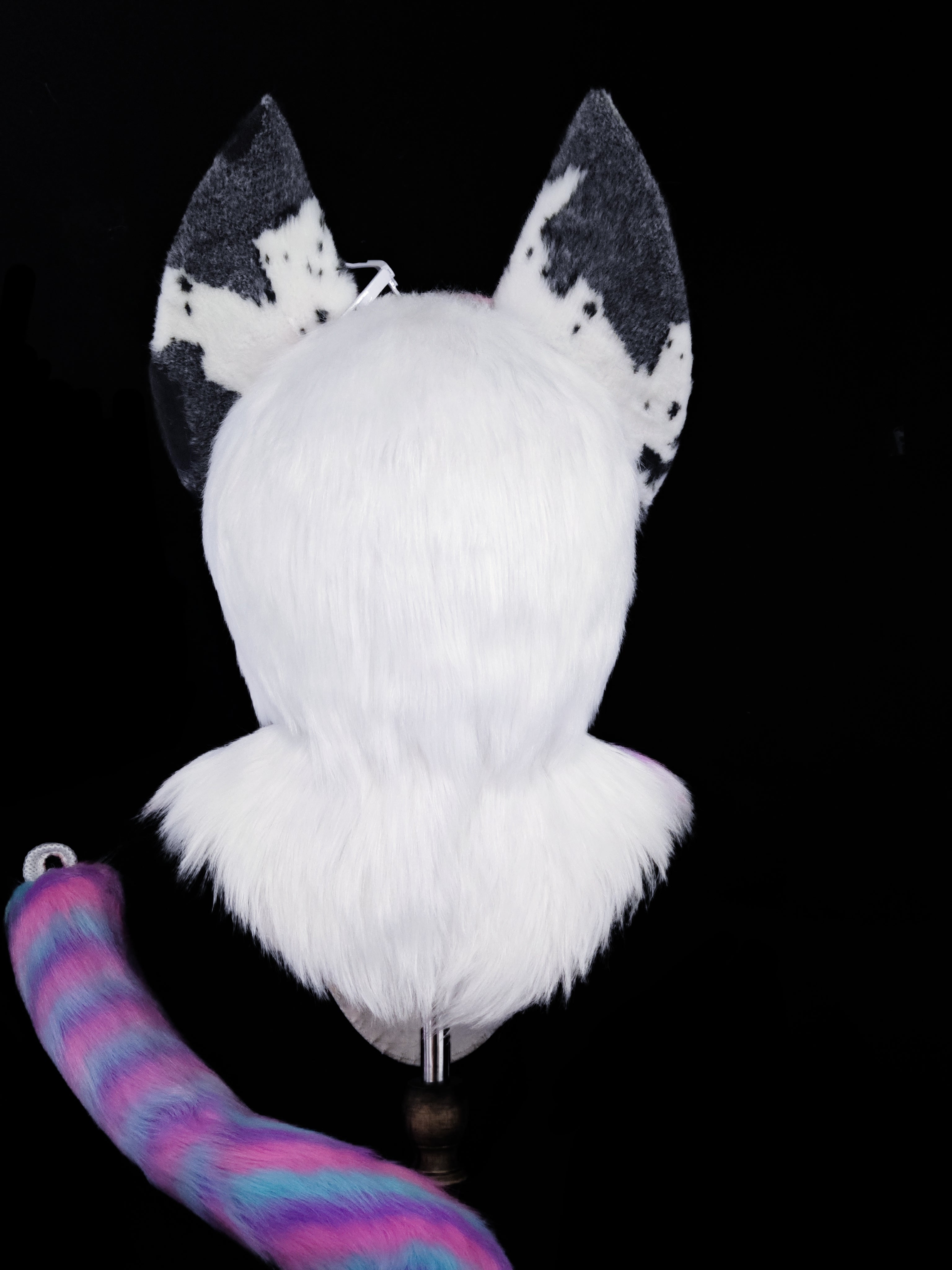 Black Rainbow Kitten Kemono Head Fursuit (Gift Handpaws+Tail)